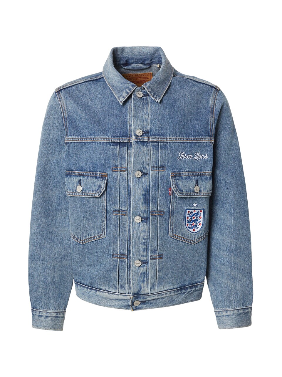 Övergångsjacka 'England Football Type II' blå denim / röd