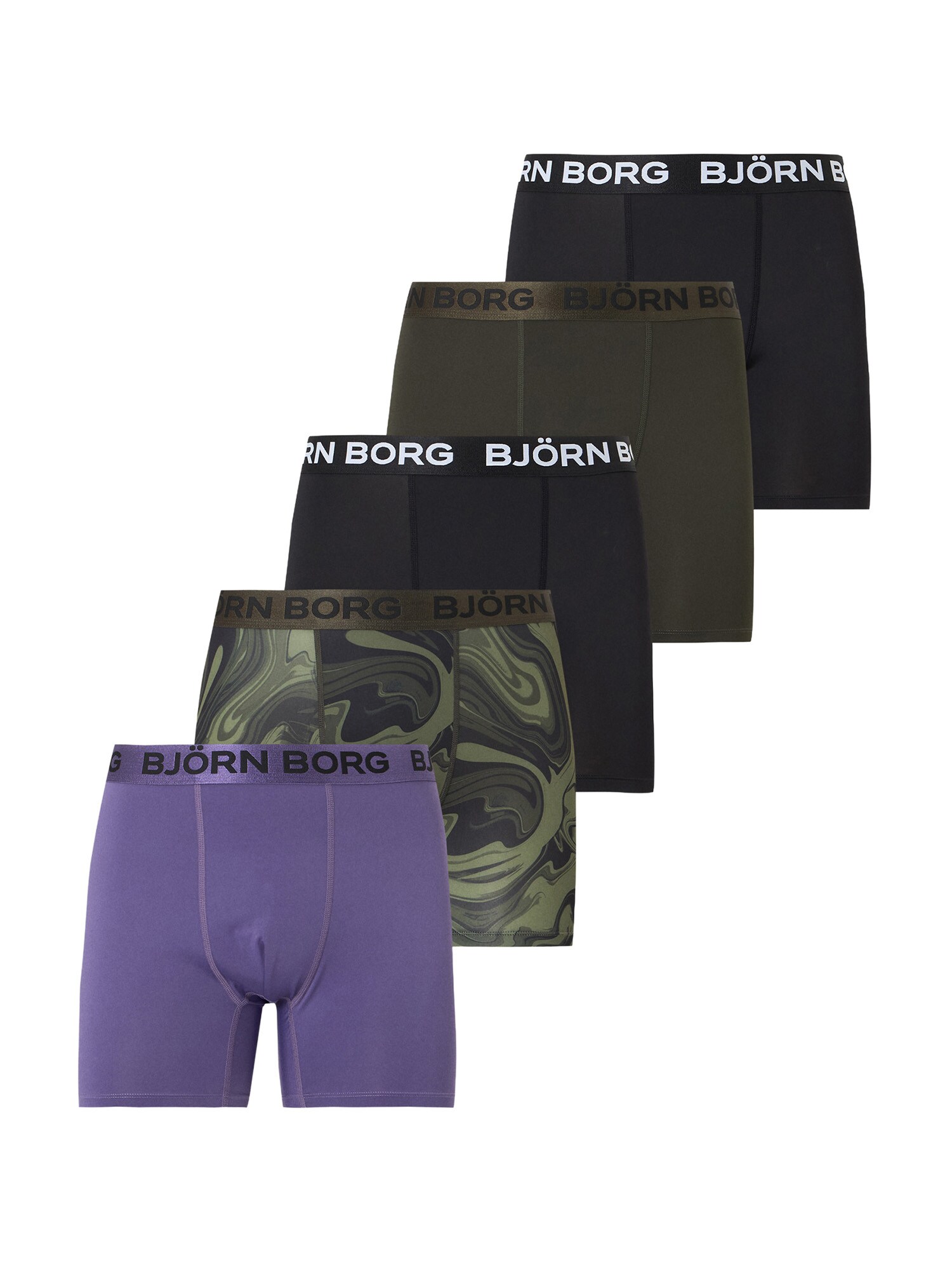 BJÖRN BORG Chiloți sport  oliv / albastru violet / negru / alb