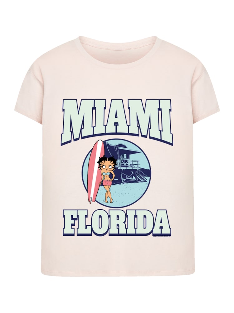 F4NT4STIC T-Shirt 'Betty Boop Miami Florida Surf Scene' Damen Größe 4XL blau / mint / pink / pastellpink