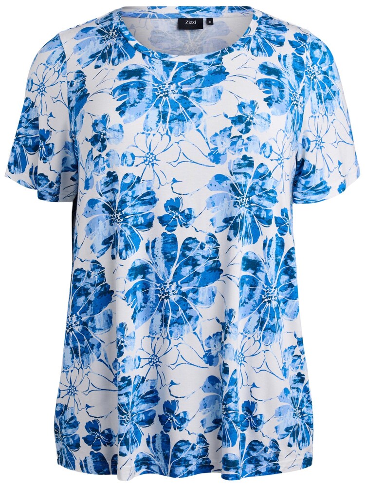 Zizzi T-Shirt 'Vmalis' Damen Größe XL/XXL royalblau / himmelblau / weiß
