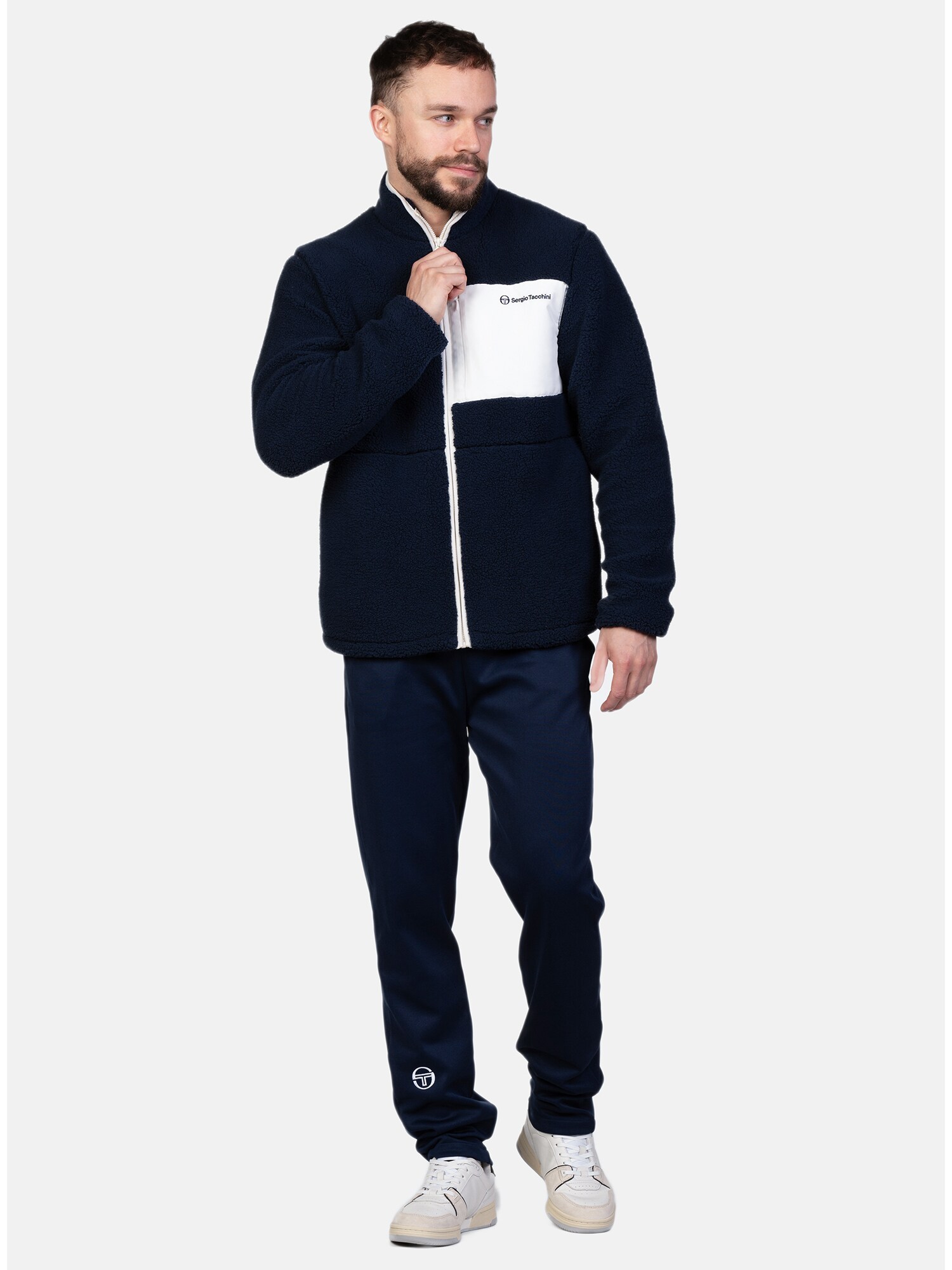 Sergio Tacchini Funkčná flisová bunda 'WHITMAN BORG' námornícka modrá / biela (obrázok 4)
