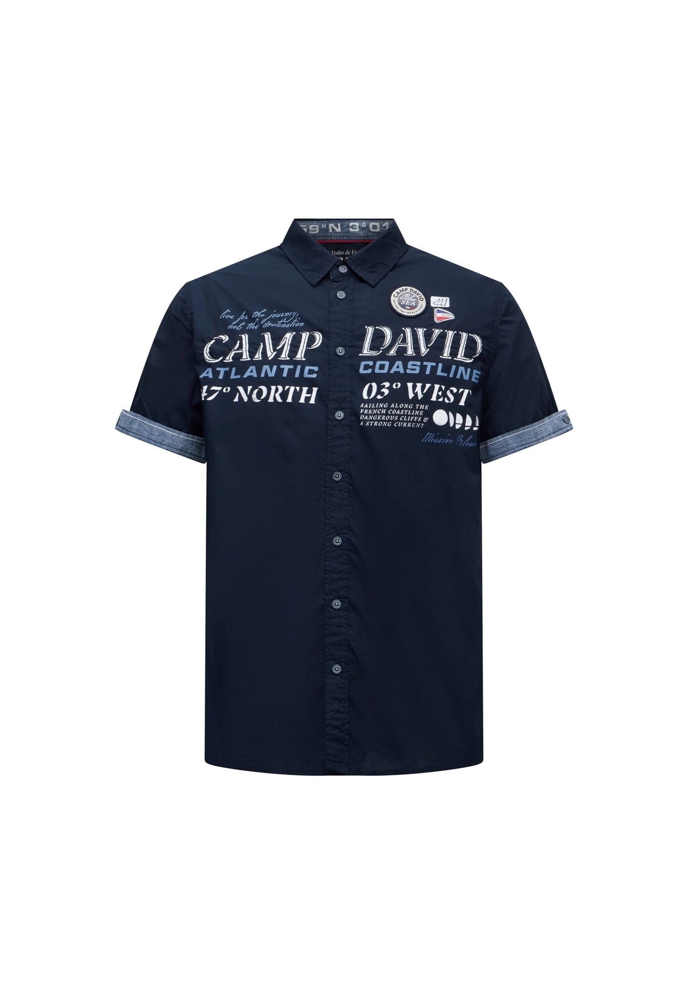 CAMP DAVID Cămașă French Coast I albastru noapte / albastru denim / alb