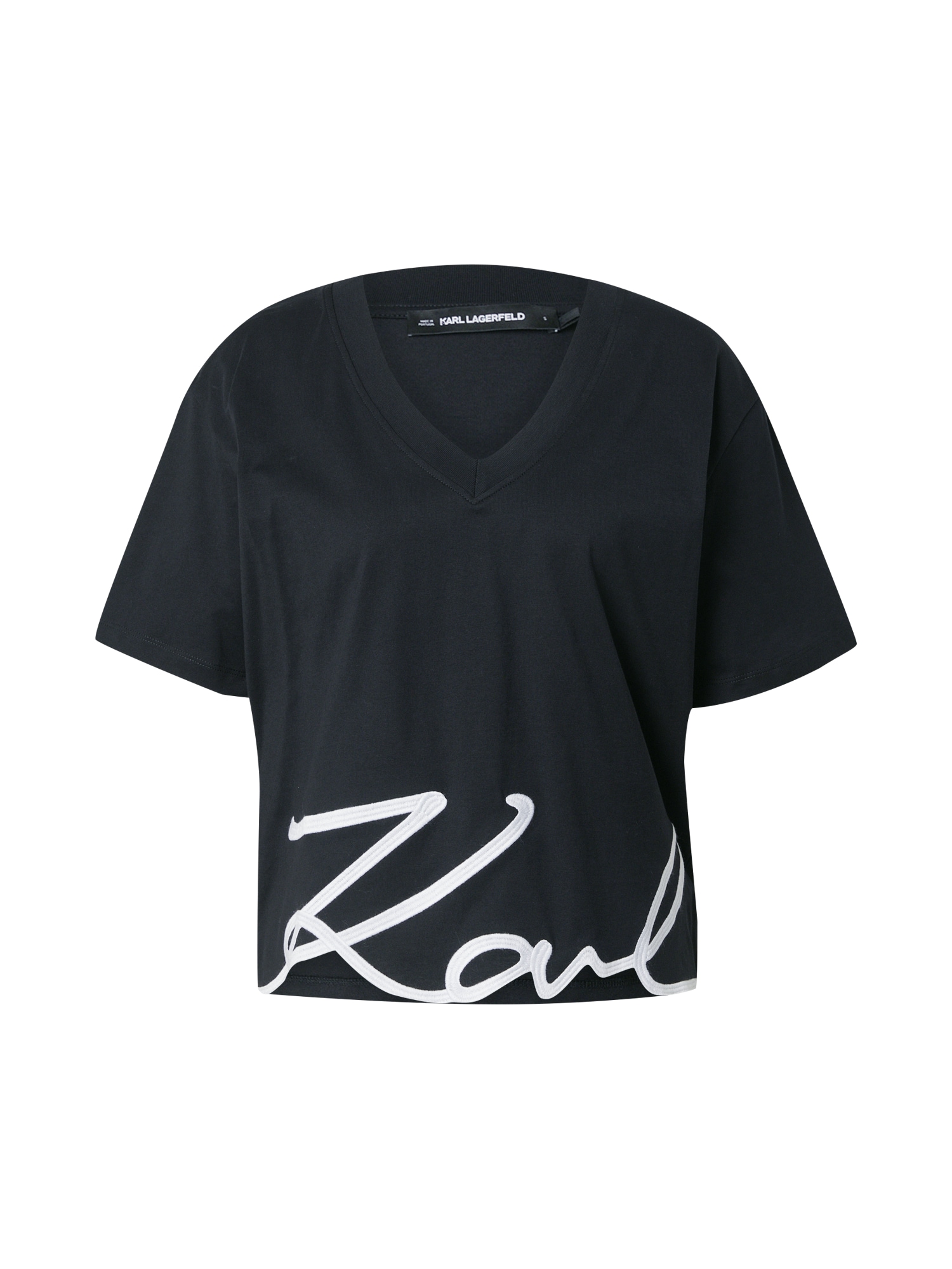 Karl Lagerfeld Tricou  negru / alb murdar
