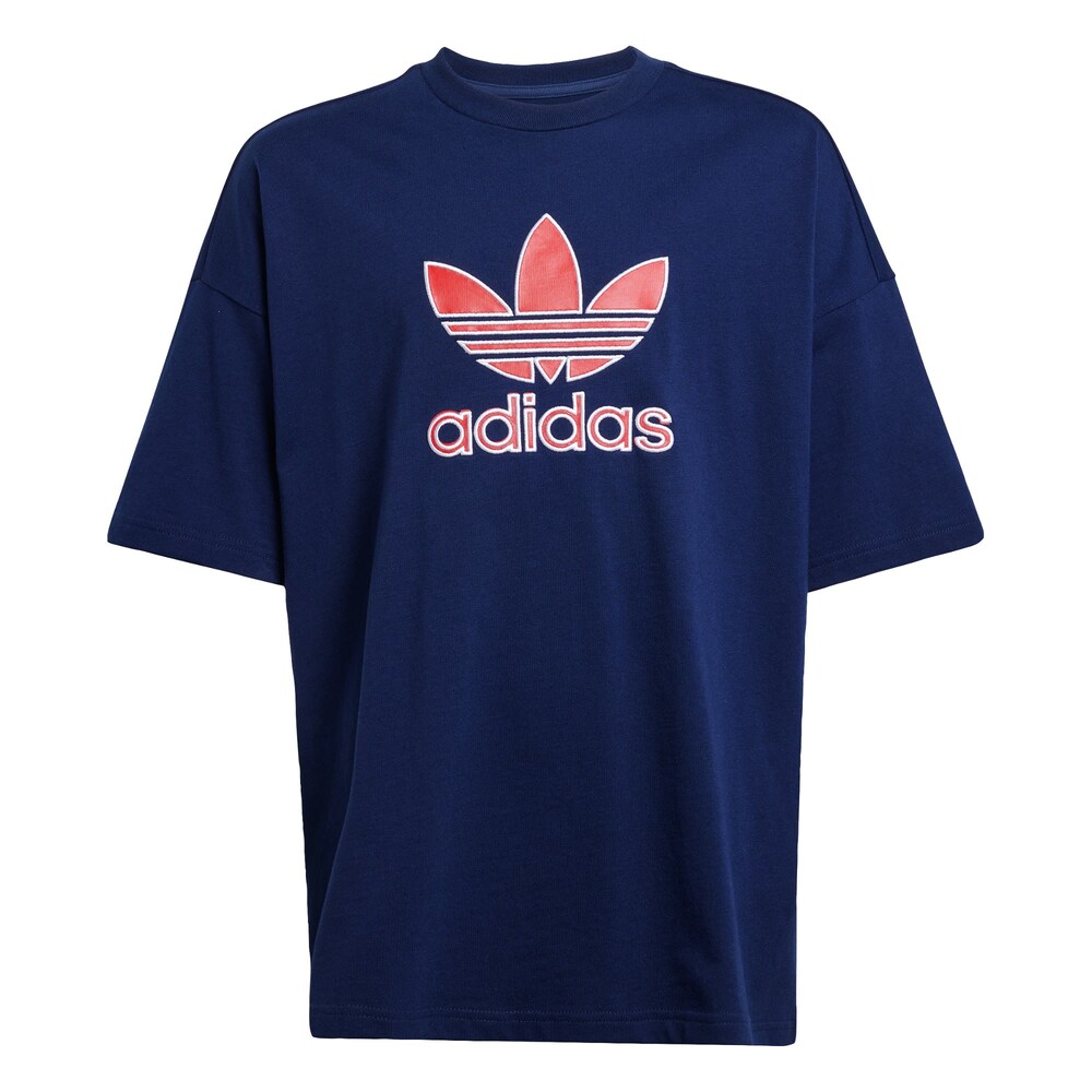 ADIDAS ORIGINALS T-Shirt 'Trefoil' Jungen Größe 128 navy / orange / weiß