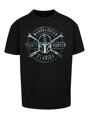 F4NT4STIC Shirt ‘Star Wars The Mandalorian Bounty Hunter’ Blauw / Zwart / Wit