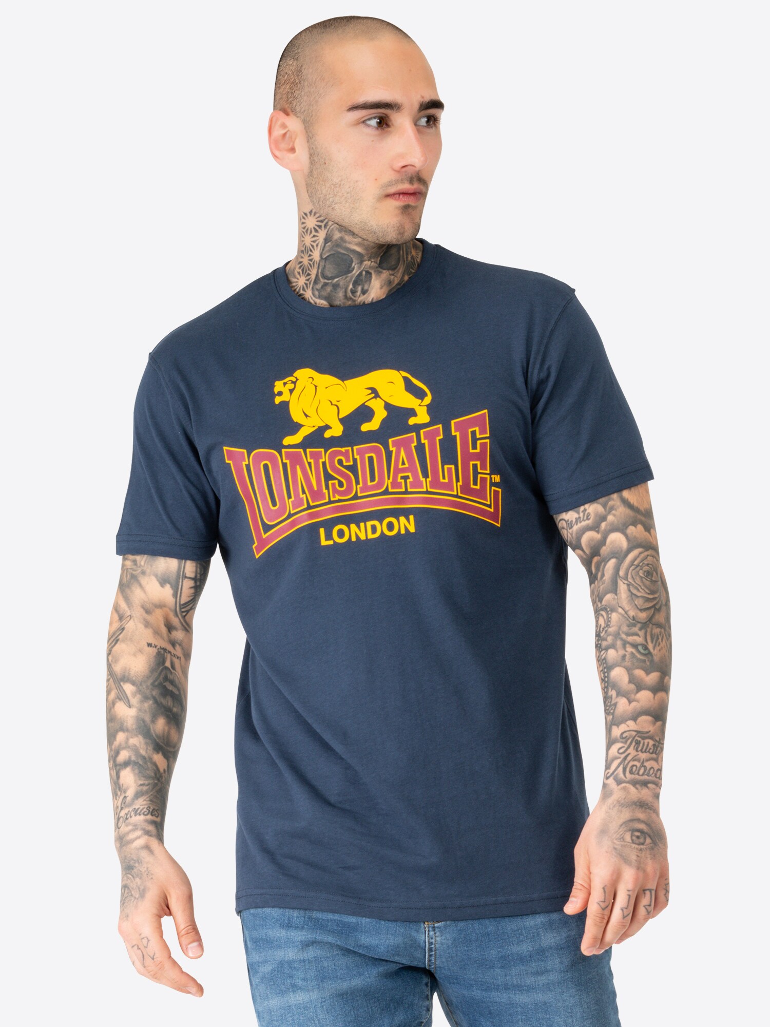 LONSDALE Póló ' TAVERHAM '  tengerészkék / sárga / piros termék 2. képe