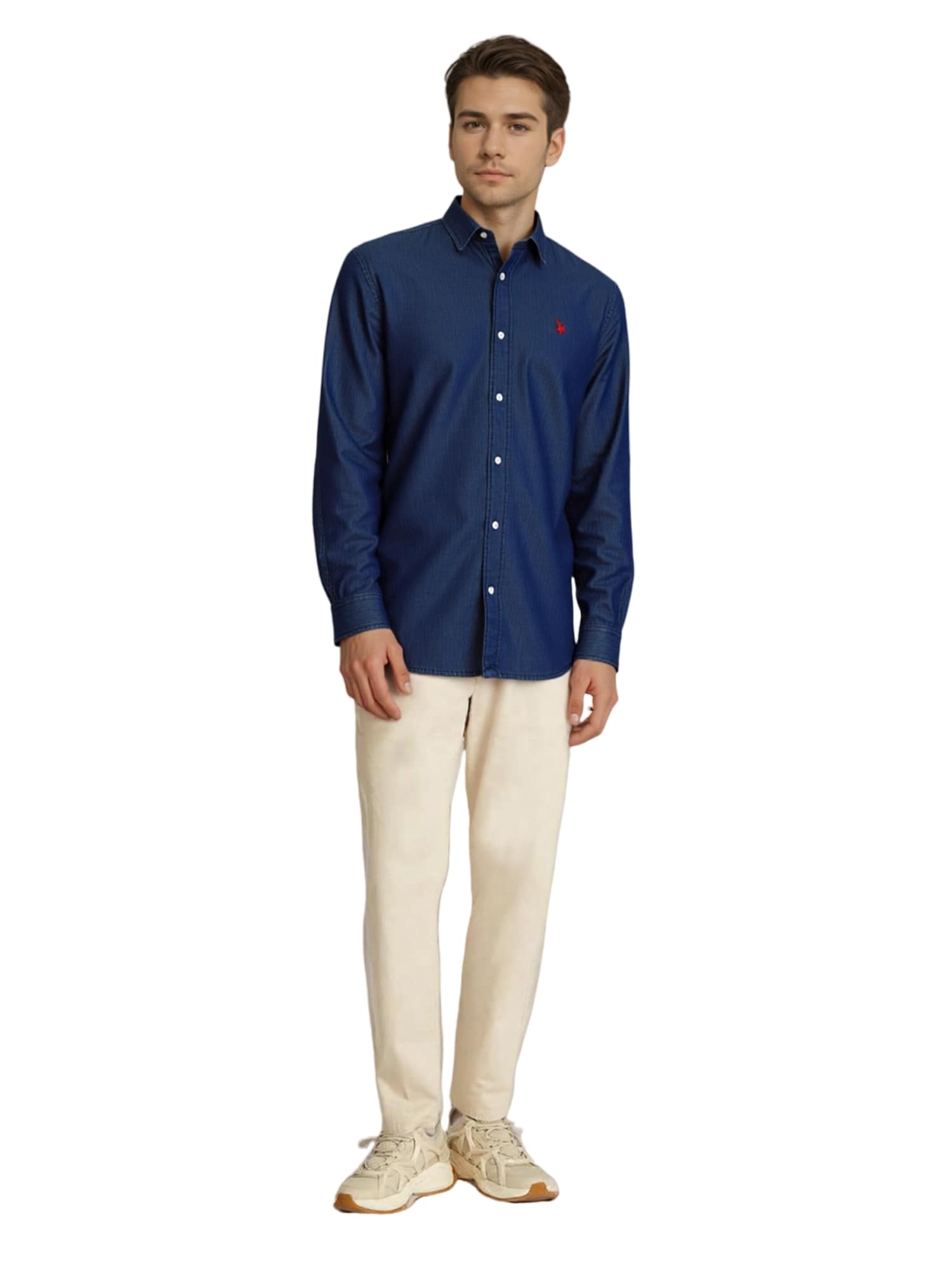 U.S. POLO ASSN. Košeľa modrá denim / červená (obrázok 4)