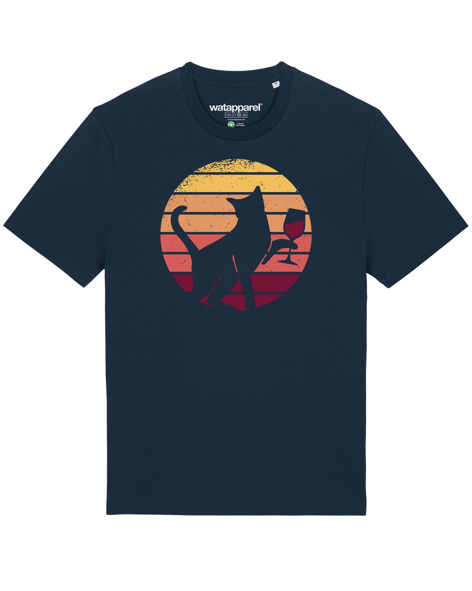 Thumbnail - T-Shirt ' Sunset Katze & Rotwein '