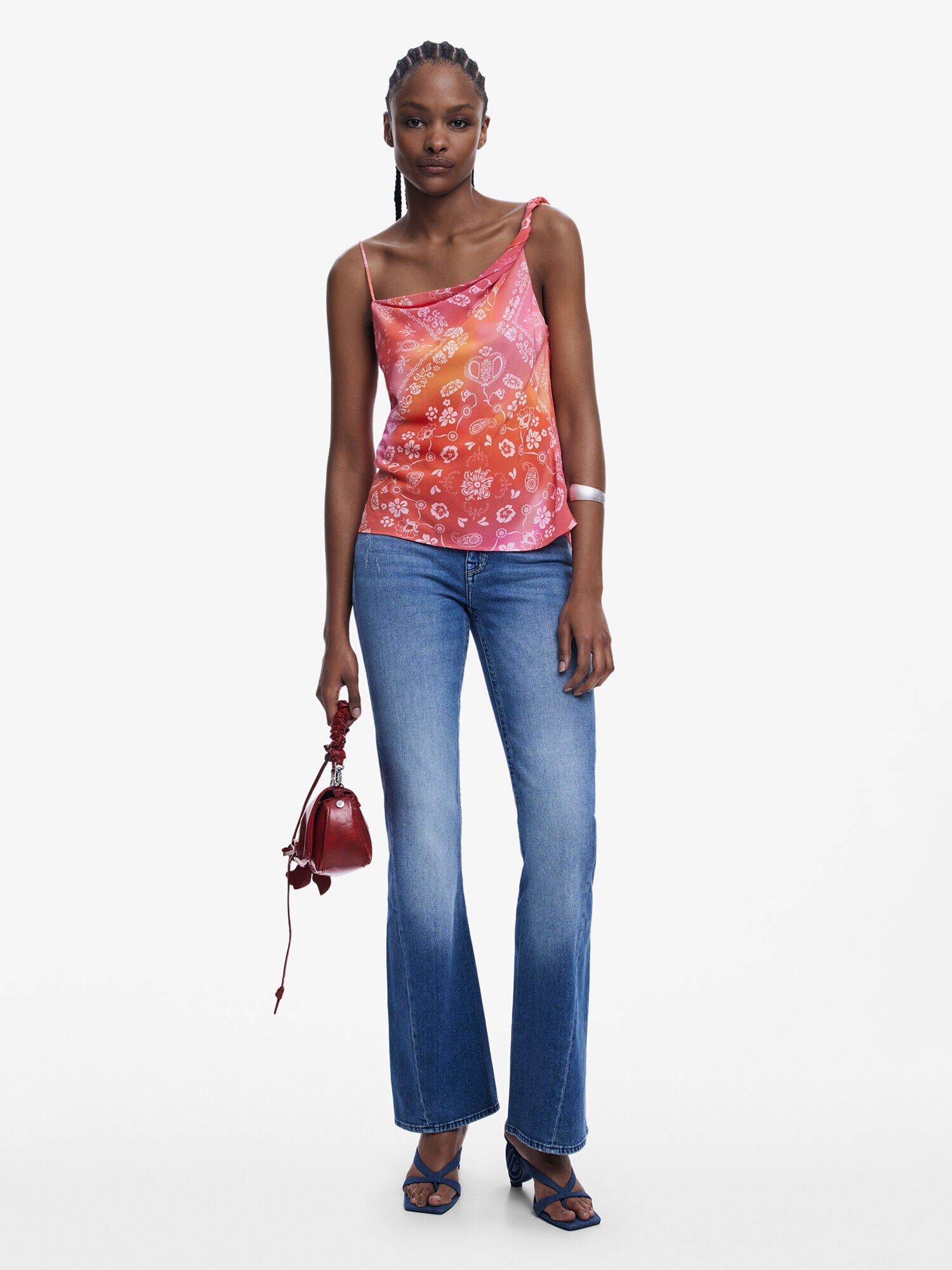 Desigual Top  narancs / rózsaszín / piros / fehér termék 2. képe