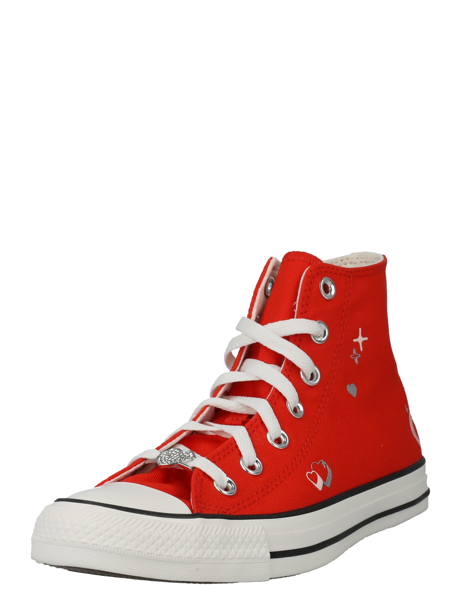 CONVERSE Členkové tenisky 'CHUCK TAYLOR ALL STAR - FEVER'  striebornosivá / červená / biela