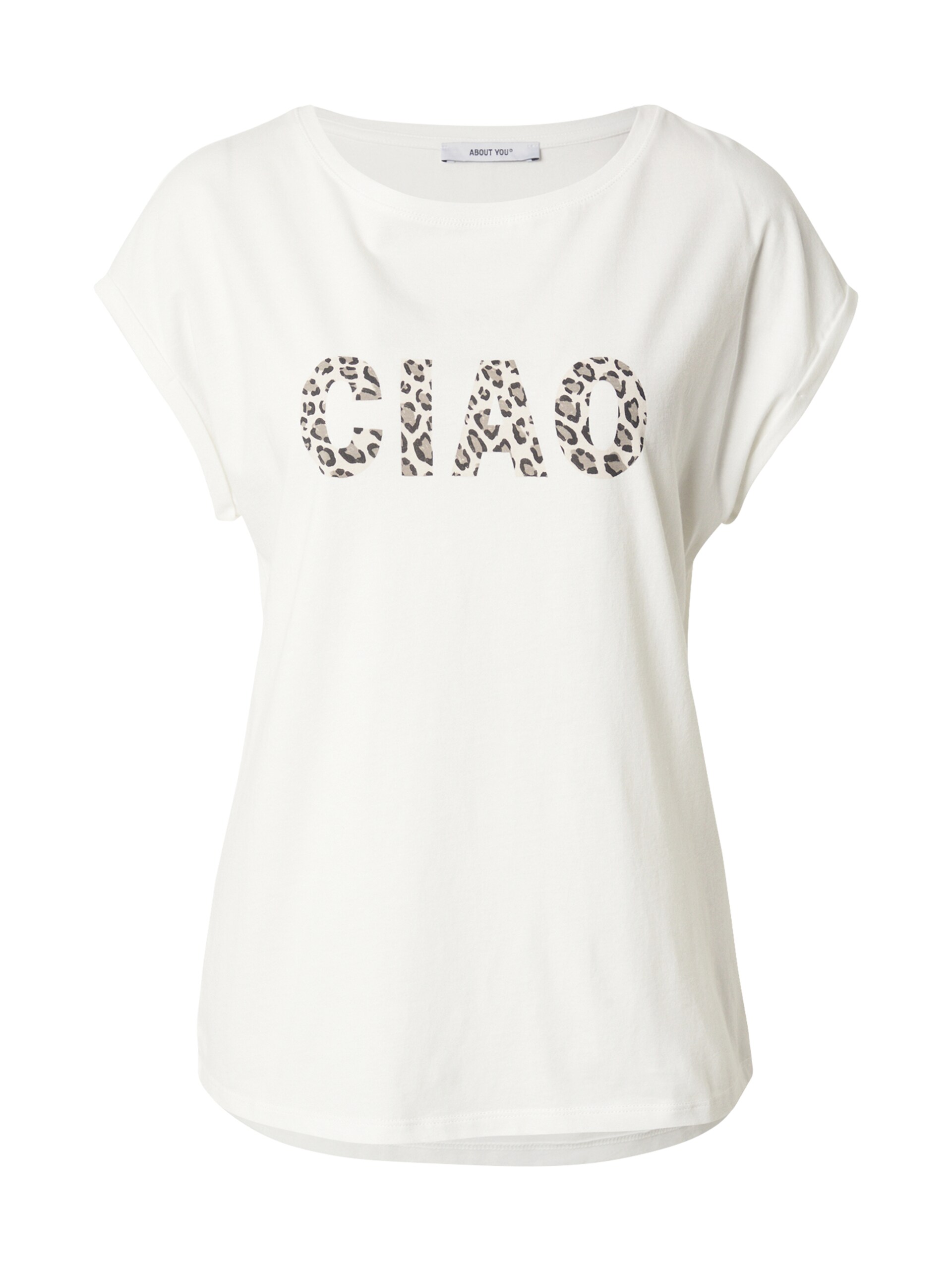 ABOUT YOU T-shirt 'Fanny' beige / svart dam