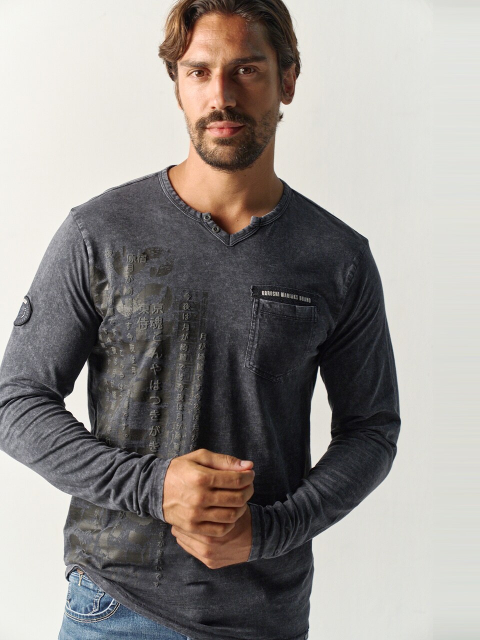 T-shirt marinblå / antracit / svart