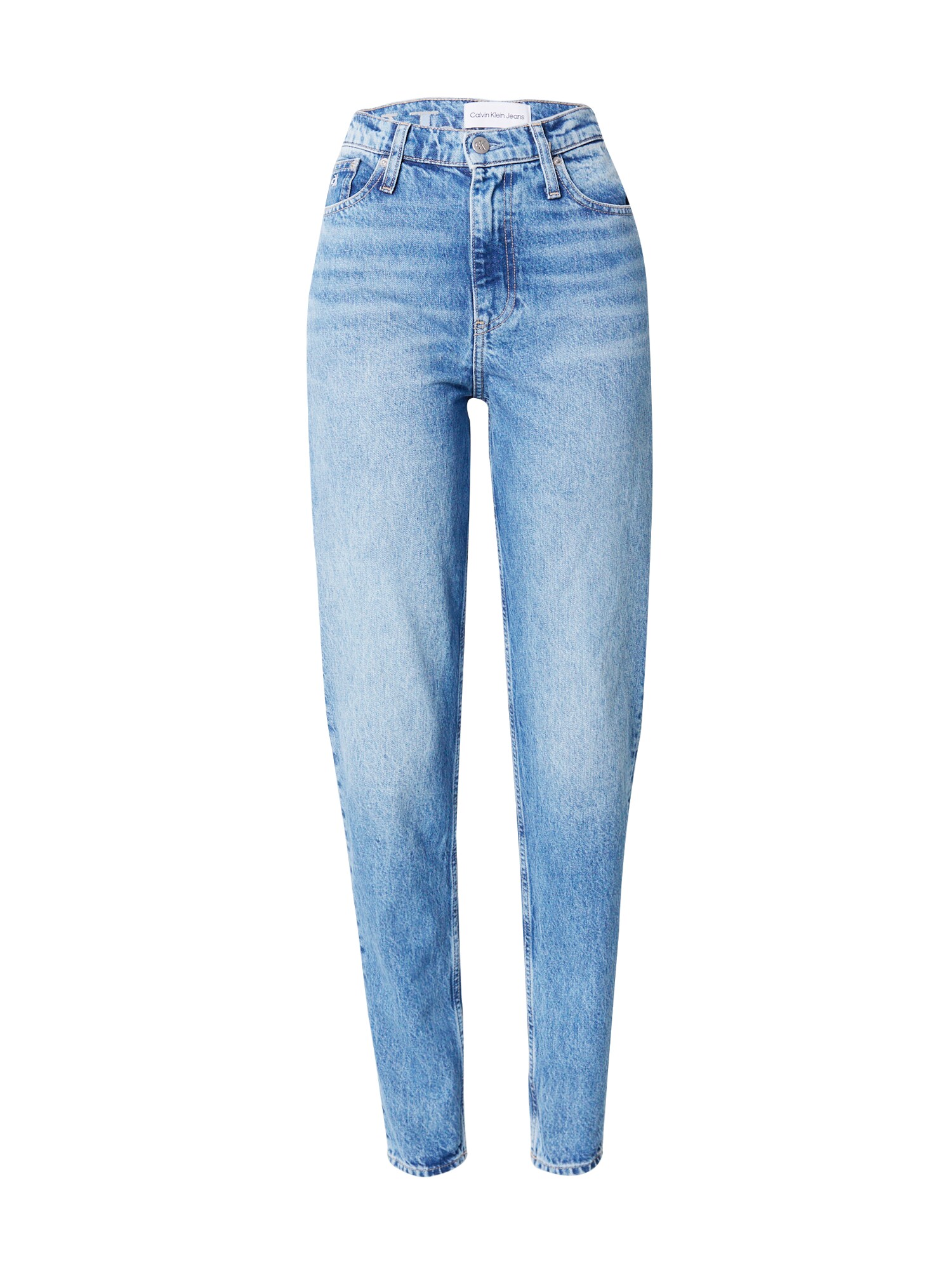 Calvin Klein Jeans Džínsy 'MOM Jeans'  svetlobéžová / modrá denim / biela