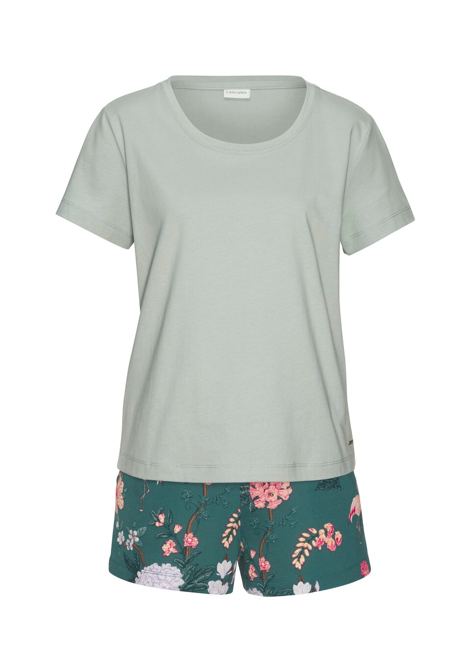 Kort pyjamas grönmelerad