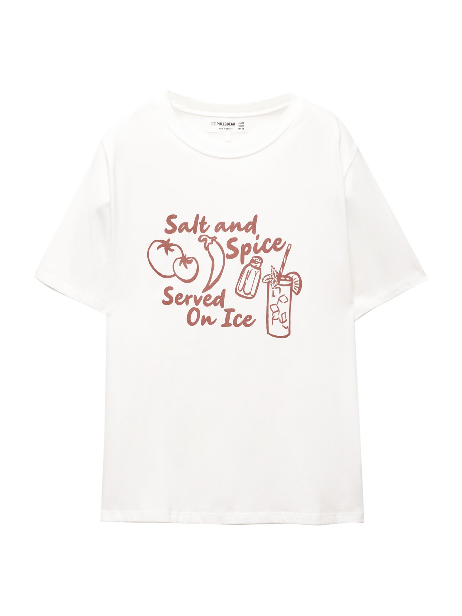 Pull&Bear Póló  vörösáfonya / fehér akciós termékkép 1