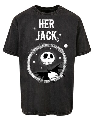 F4NT4STIC Shirt ‘Disney Nightmare Before Christmas Her Jack’ Grijs / Zwart / Wit