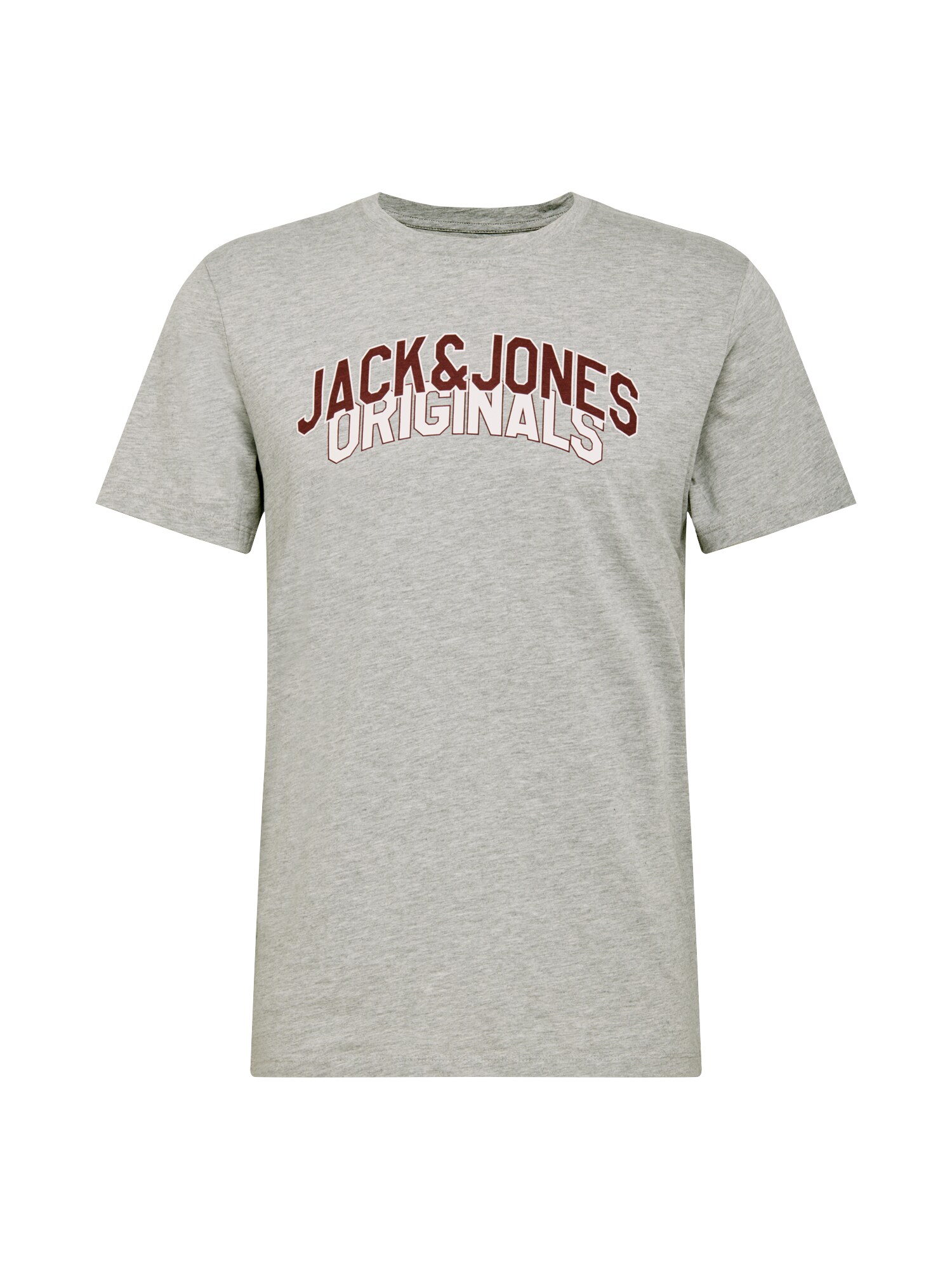 JACK & JONES Marškinėliai 'CHRIS'  margai pilka / vyšninė spalva / balta