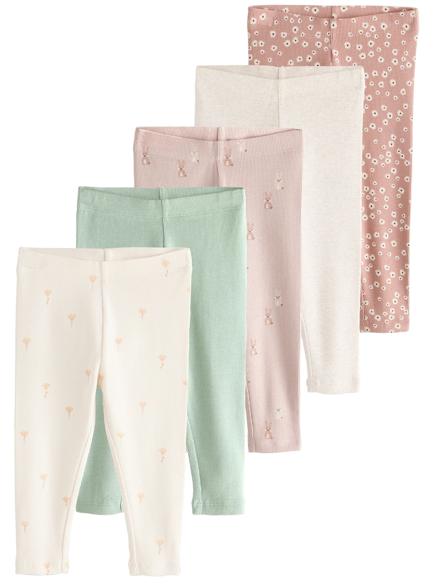 Next Leggings  verde pastel / roz / roz pal / alb