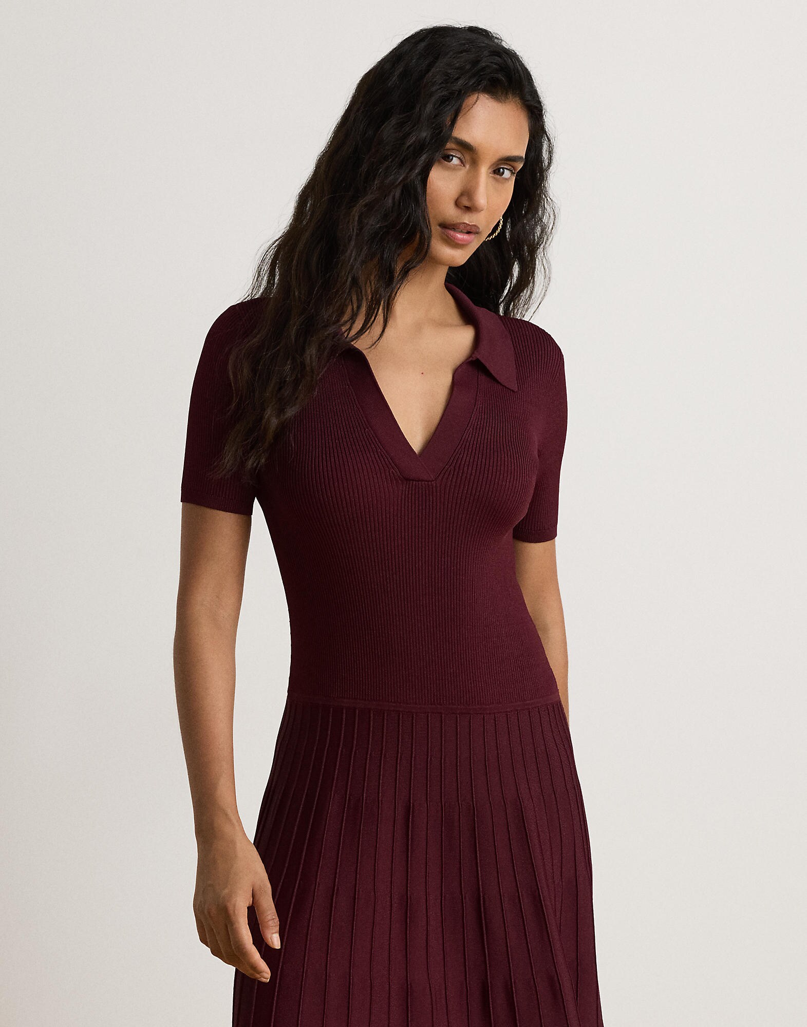 Lauren Ralph Lauren Vestido de punto  rojo oscuro – imagen 4