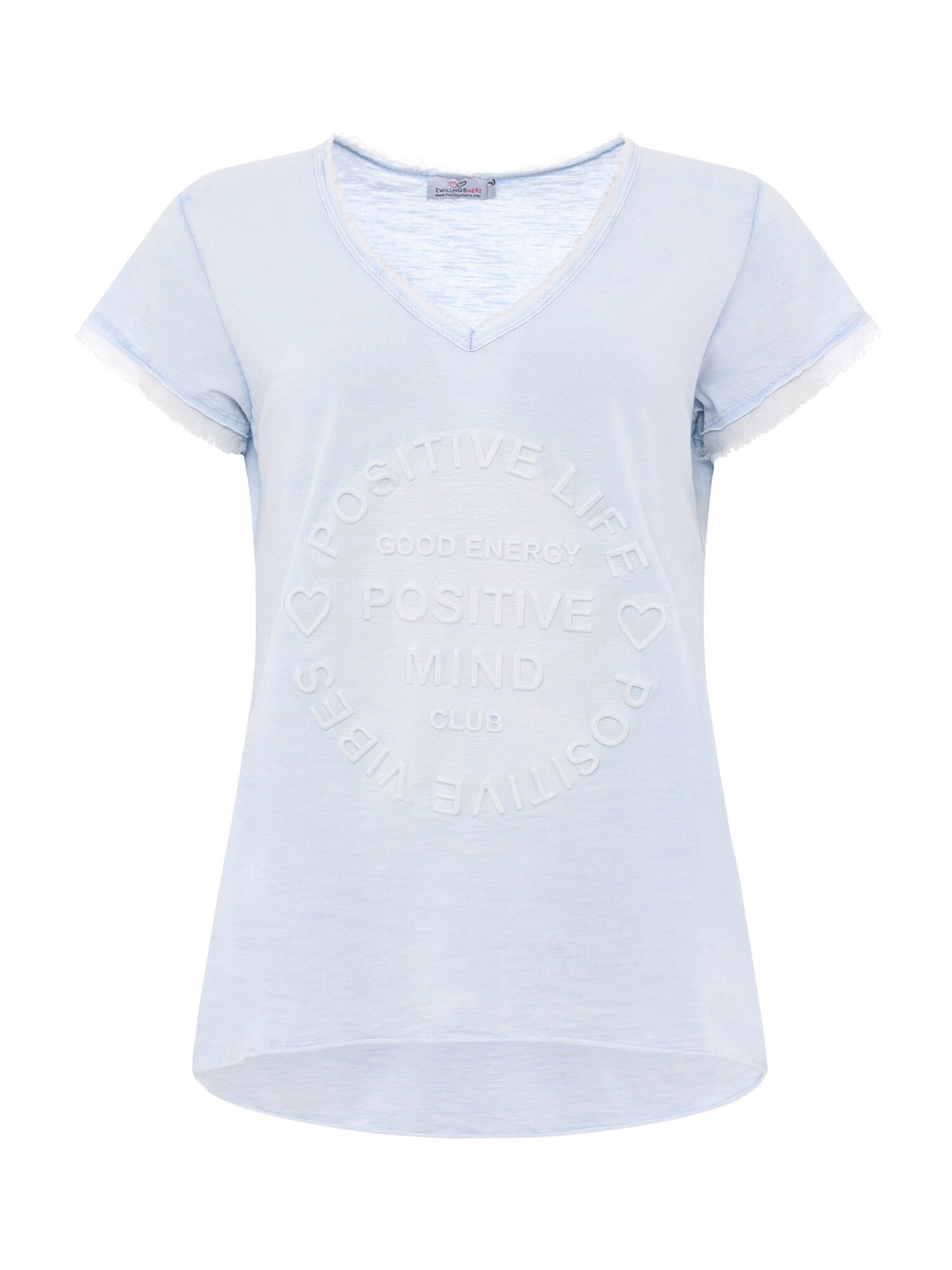 Zwillingsherz Tricou 'Positive Mind'  albastru pastel