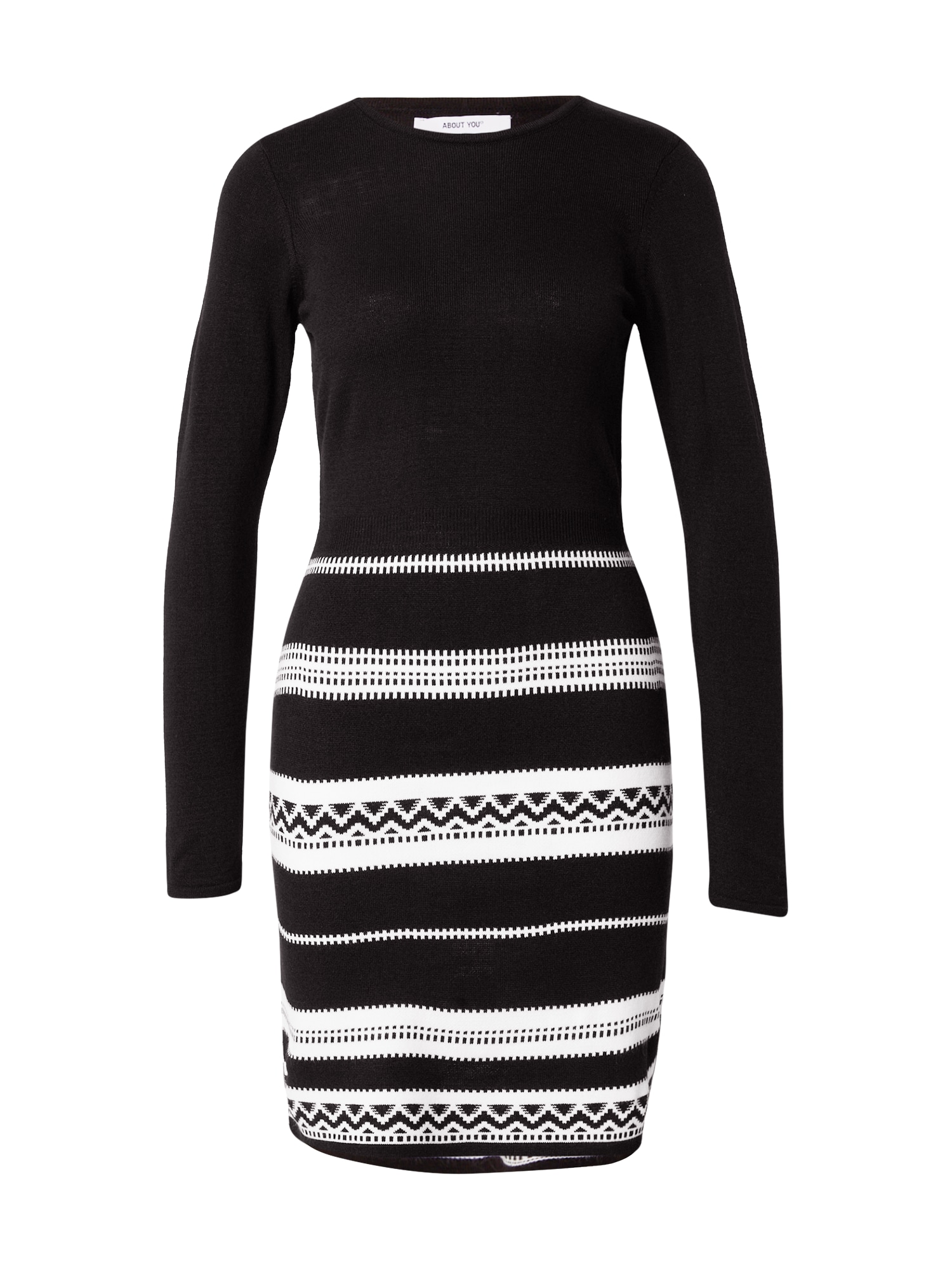 ABOUT YOU Rochie tricotat Penelope  negru / alb