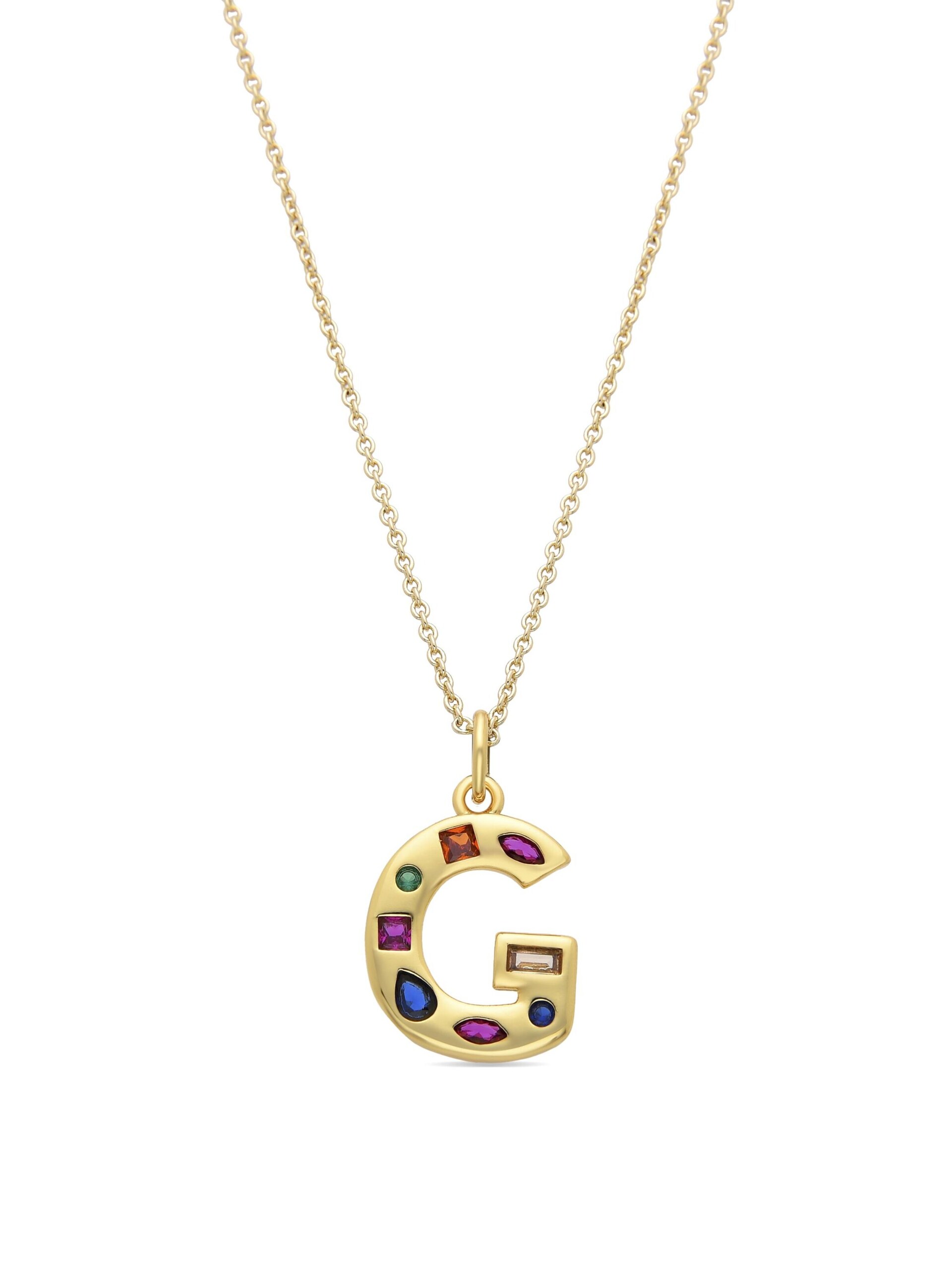 Luxenter Luxenterhalsband med flerfärgade zirkoner 18k guldfinish Alfabet dam – bild 2