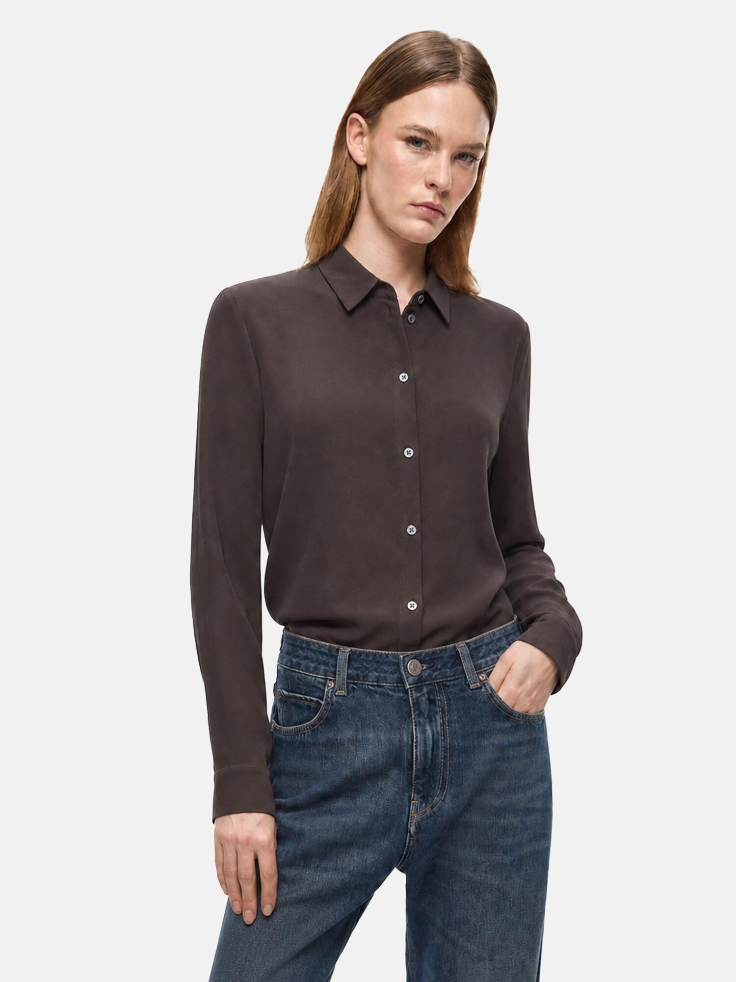 PINKO Blusa 'PINKO CRACKERS CAMICIA CREPE DE CHINE CAMICIA' marrón – imagen 3