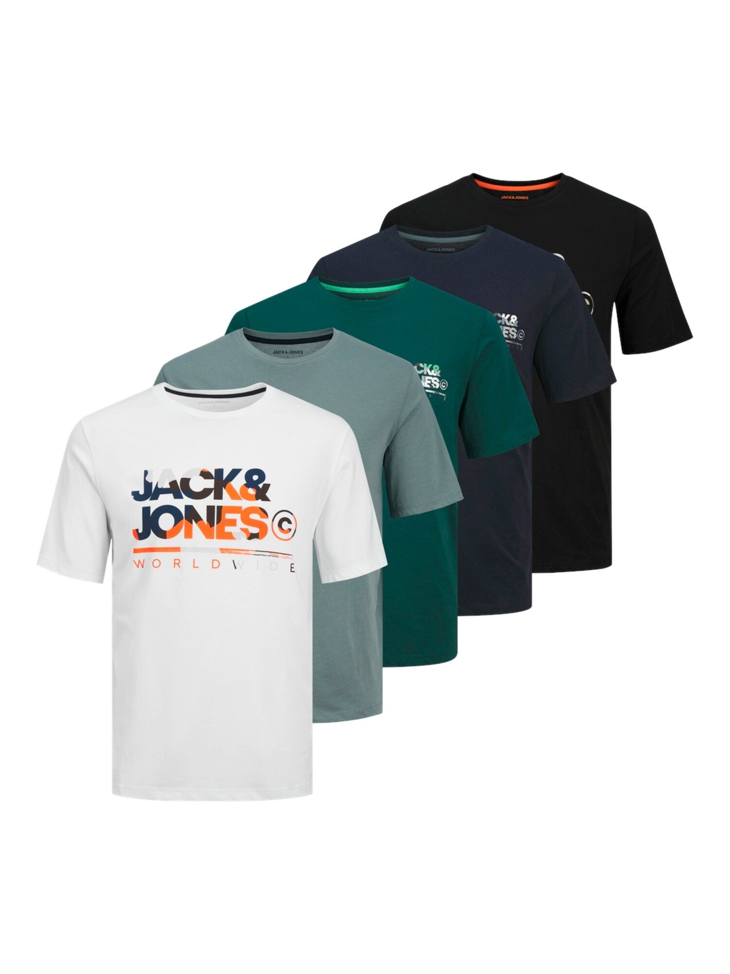 JACK & JONES Tričko 'JJLuke'  námornícka modrá / zelená / smaragdová / čierna / biela