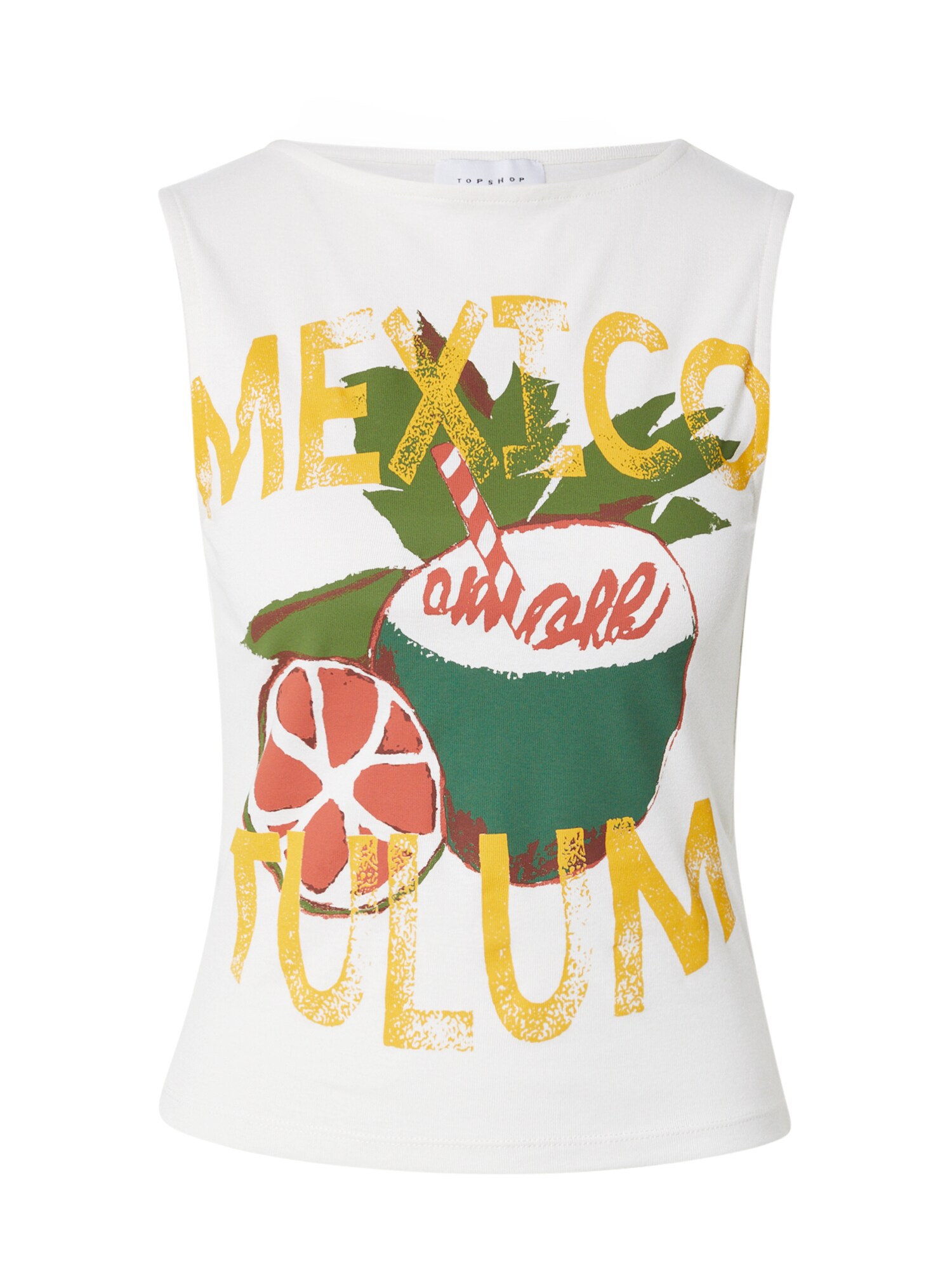 TOPSHOP Top Mexico Tulum  ecru / galben / verde / roșu