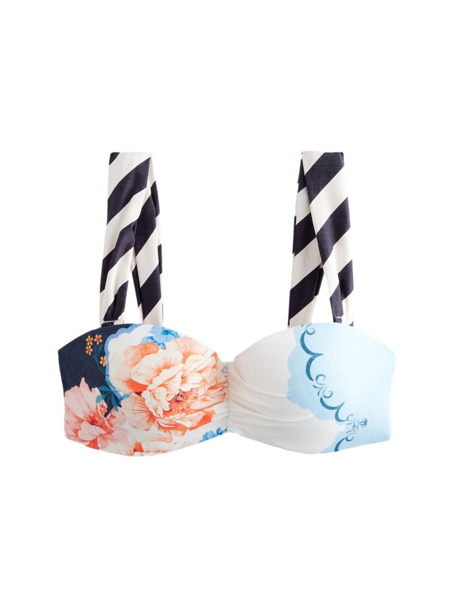Next Sutien costum de baie  bleumarin / albastru deschis / portocaliu / alb