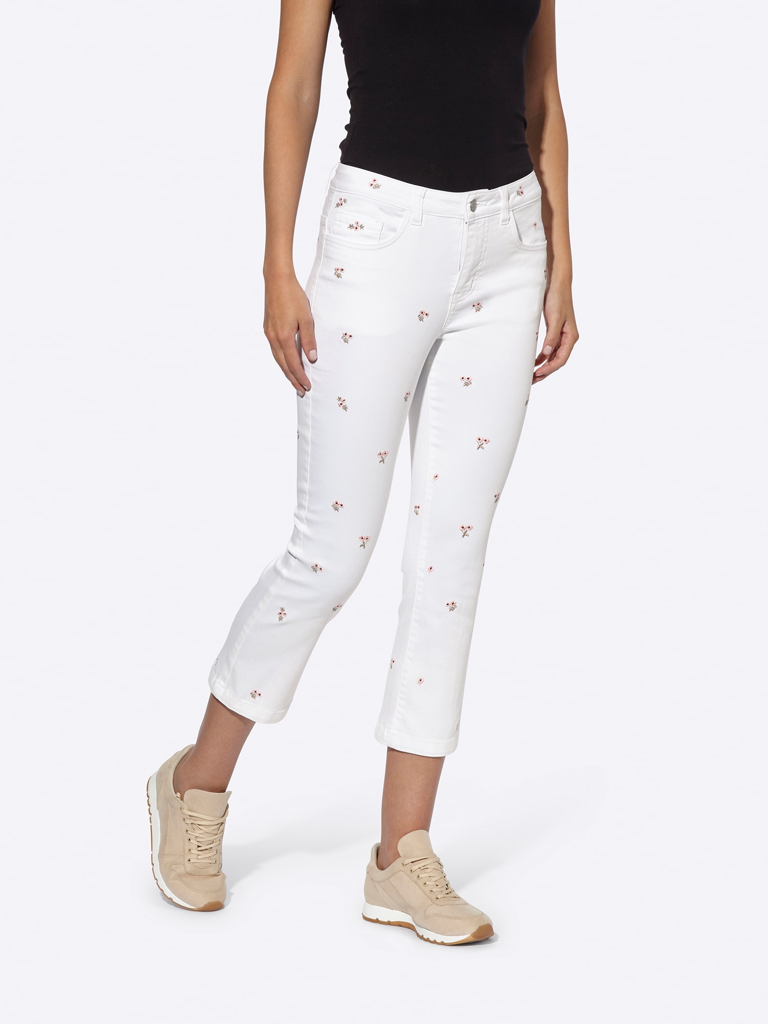 heine Jeans  oliv / roz / alb
