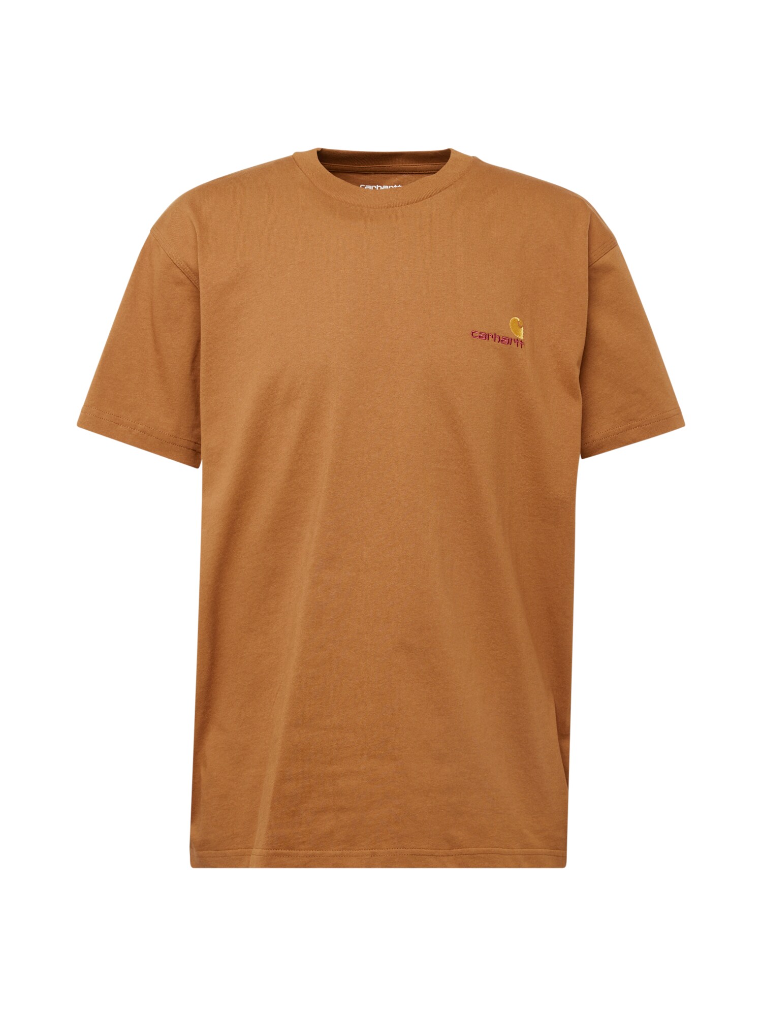 Carhartt WIP Tricou American Script  maro coniac / galben muștar / roșu vin