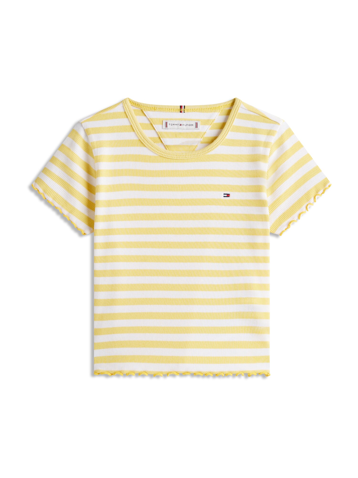 TOMMY HILFIGER Tricou ESSENTIAL  galben lămâie / alb