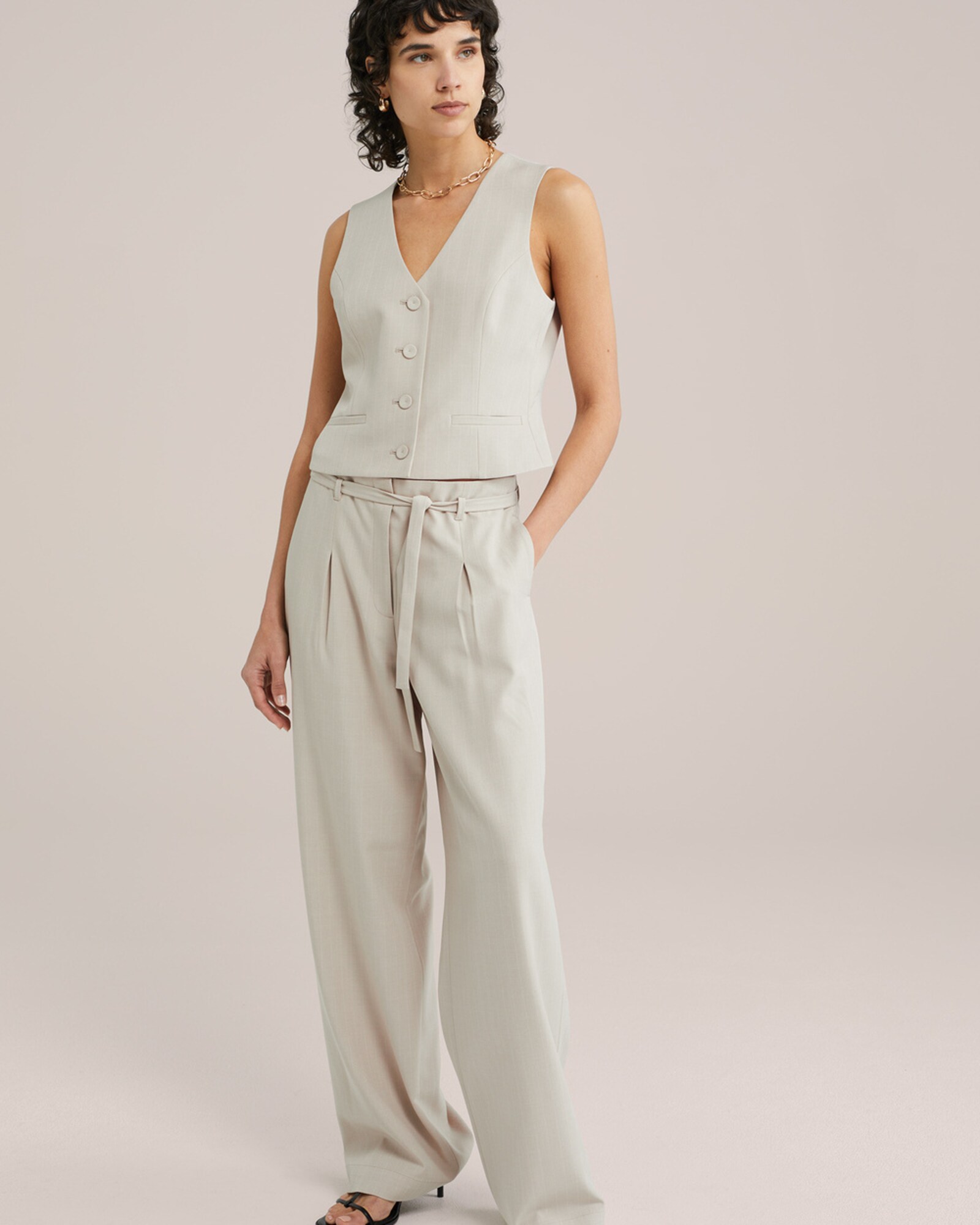 WE Fashion Öltönymellény  krém / ekrü termék 2. képe