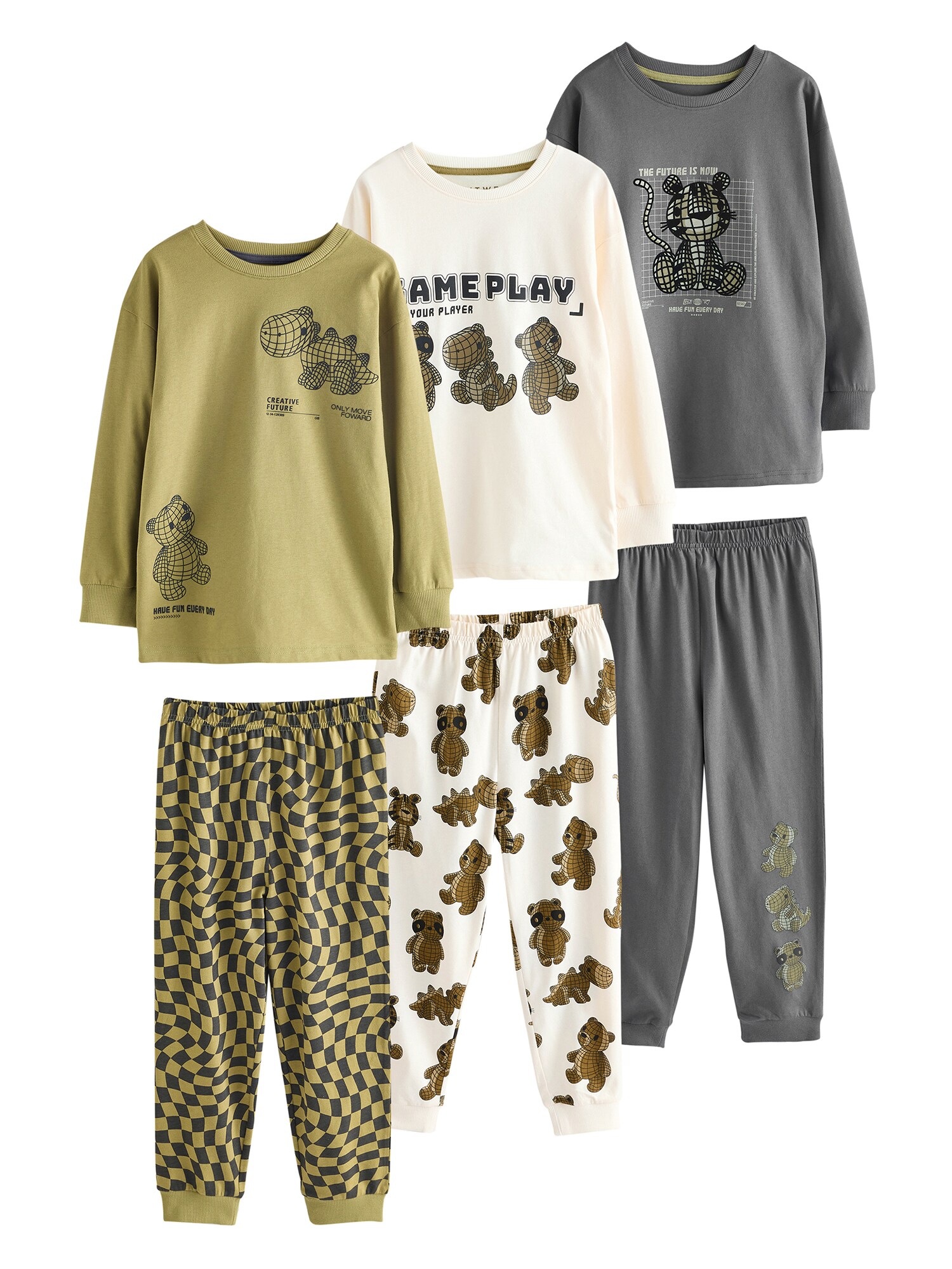 Next Pijamale  ecru / gri / oliv