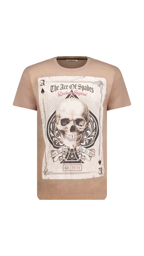 Deeluxe T-Shirt 'Ace' Herren Größe M kitt / taupe / rot / schwarz