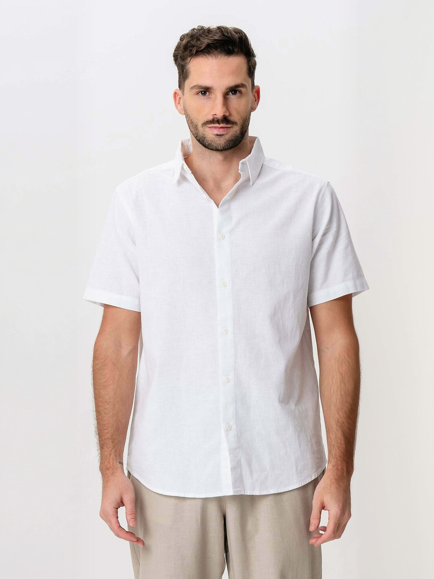 TEESHOPPEN Cămașă ' Linen Blend '  alb