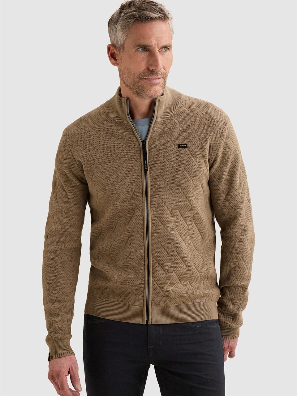 Kofta 'Bonded cotton cardigan with allover textured pattern'