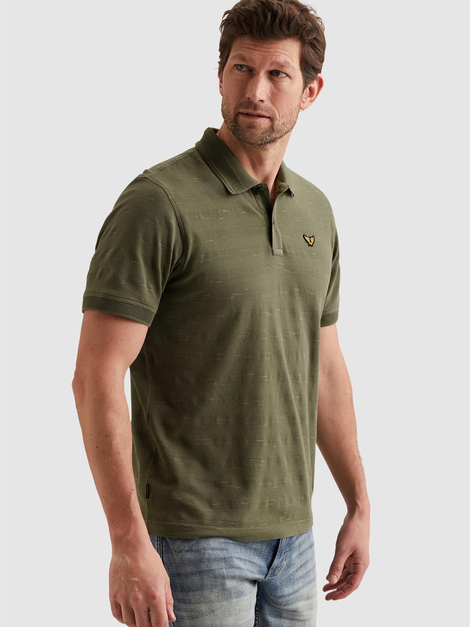 Pme Legend Shirt 'Polo Shirt With Stripe Pattern And Flight Pocket' Groen