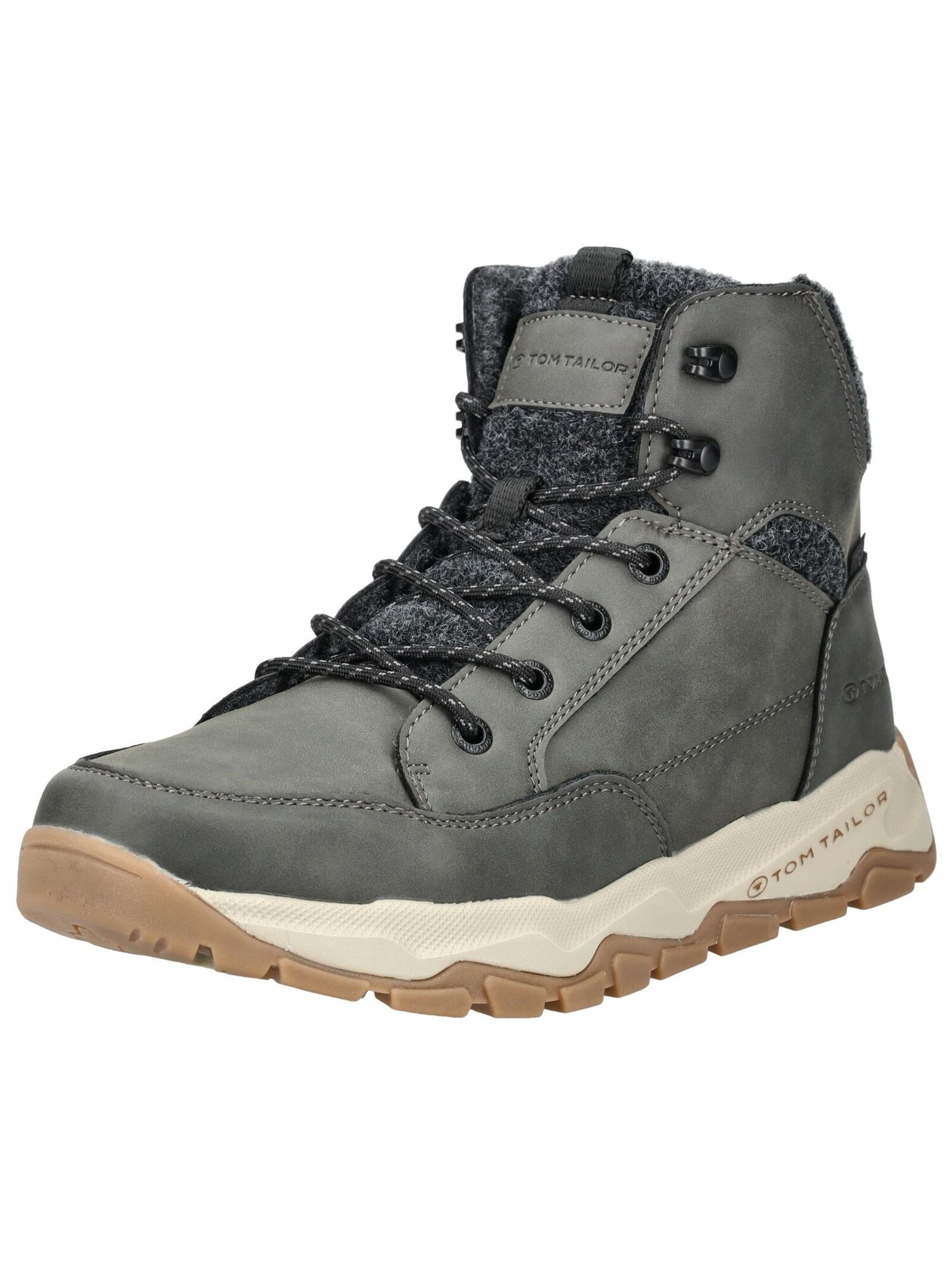 TOM TAILOR Bocanci cu șireturi  gri închis