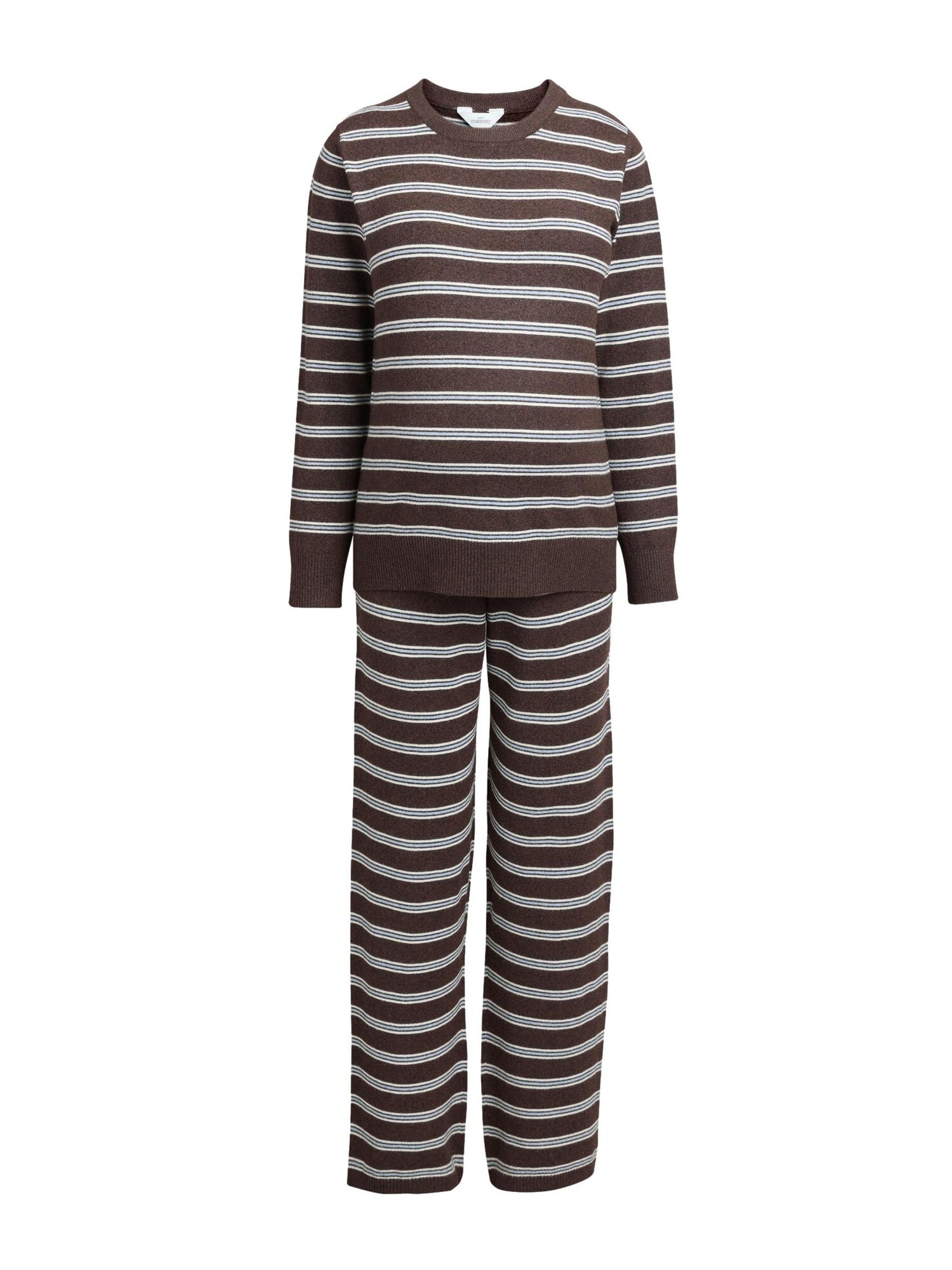 Next Costum cu pantaloni albastru deschis / ciocolatiu / alb