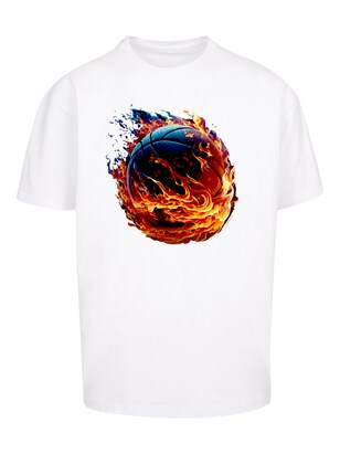 F4NT4STIC Shirt ‘Basketball Sports Collection On FIRE’ Marine / Cyaan blauw / Oranje / Rood / Wit