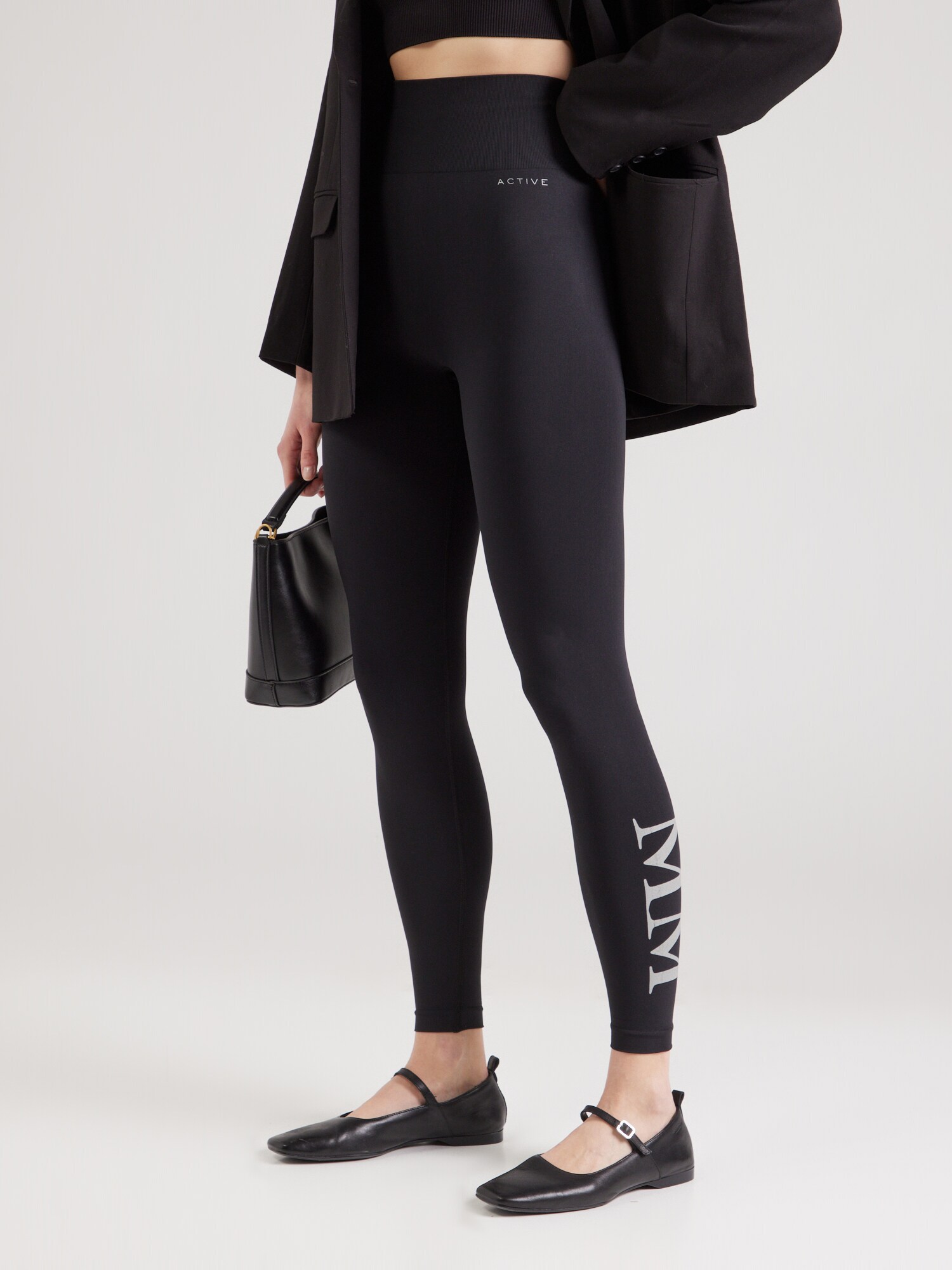 Max Mara Leisure Leggings 'AZULENE'  világosszürke / fekete termék 2. képe