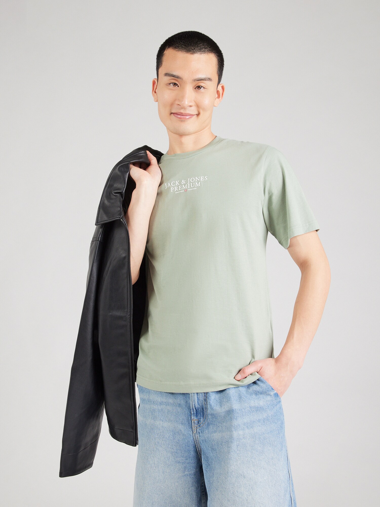 Jack & Jones Premium Póló 'JPRBLArchie'  pasztellzöld / piros / fehér termék 2. képe