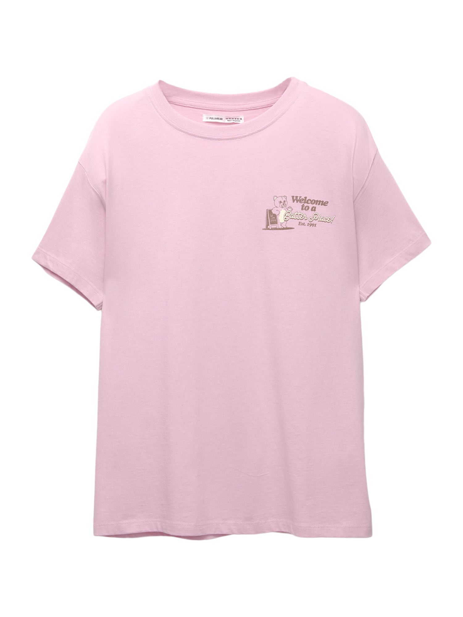 Pull&Bear Tricou  maro închis / rosé / alb