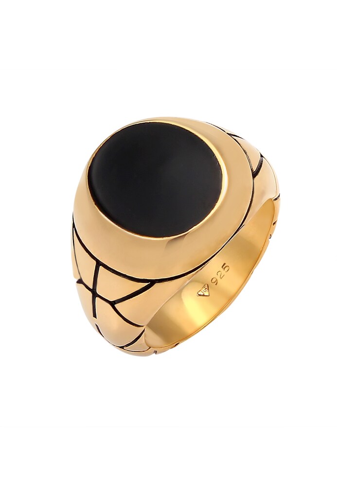 KUZZOI Ring Siegelring Herren Größe 66 gold / schwarz