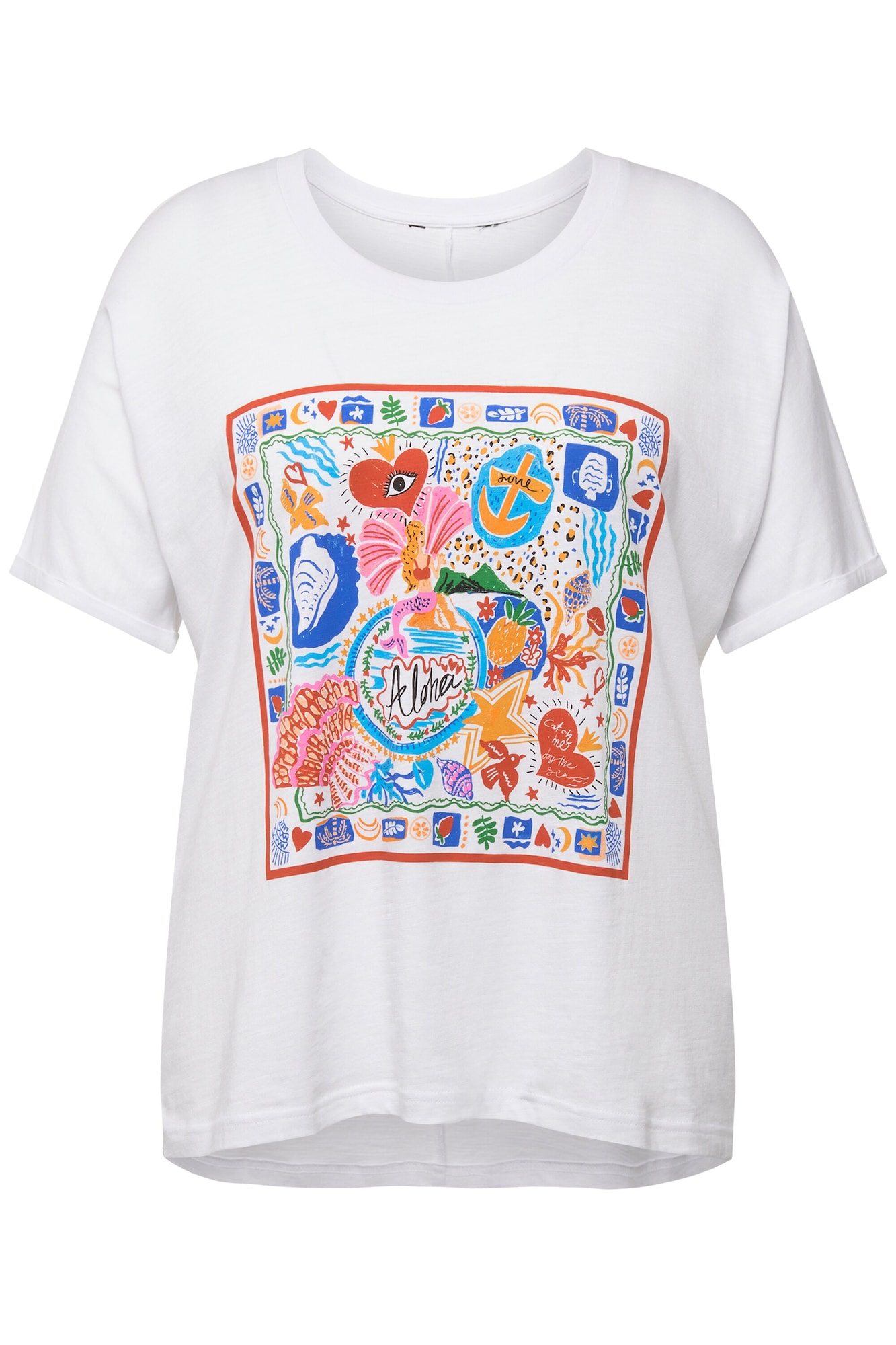 Ulla Popken Tricou  albastru / portocaliu / roșu / alb