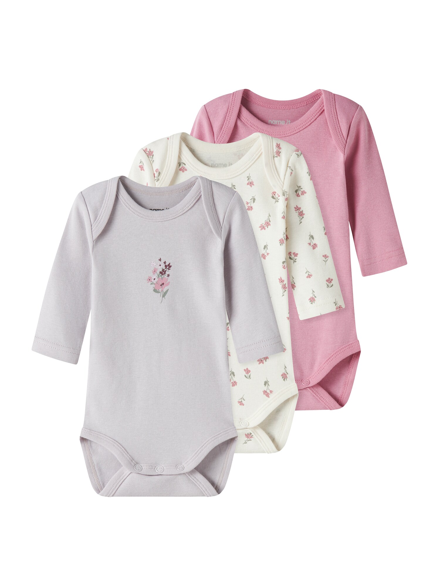 NAME IT Salopetă/Body  verde jad / mov deschis / roz eozină / alb