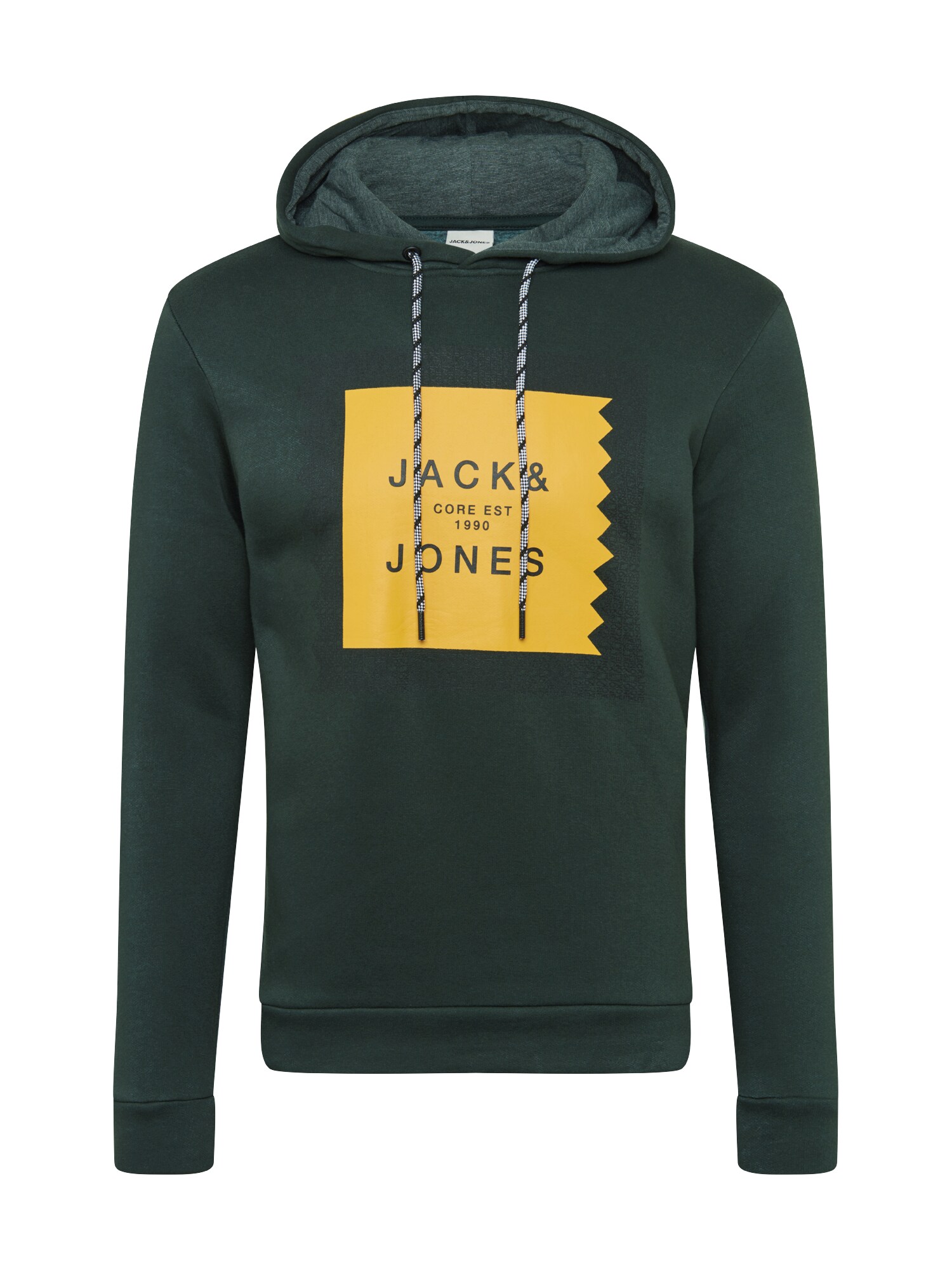 JACK & JONES Megztinis be užsegimo 'RETAIL'  tamsiai žalia / geltona
