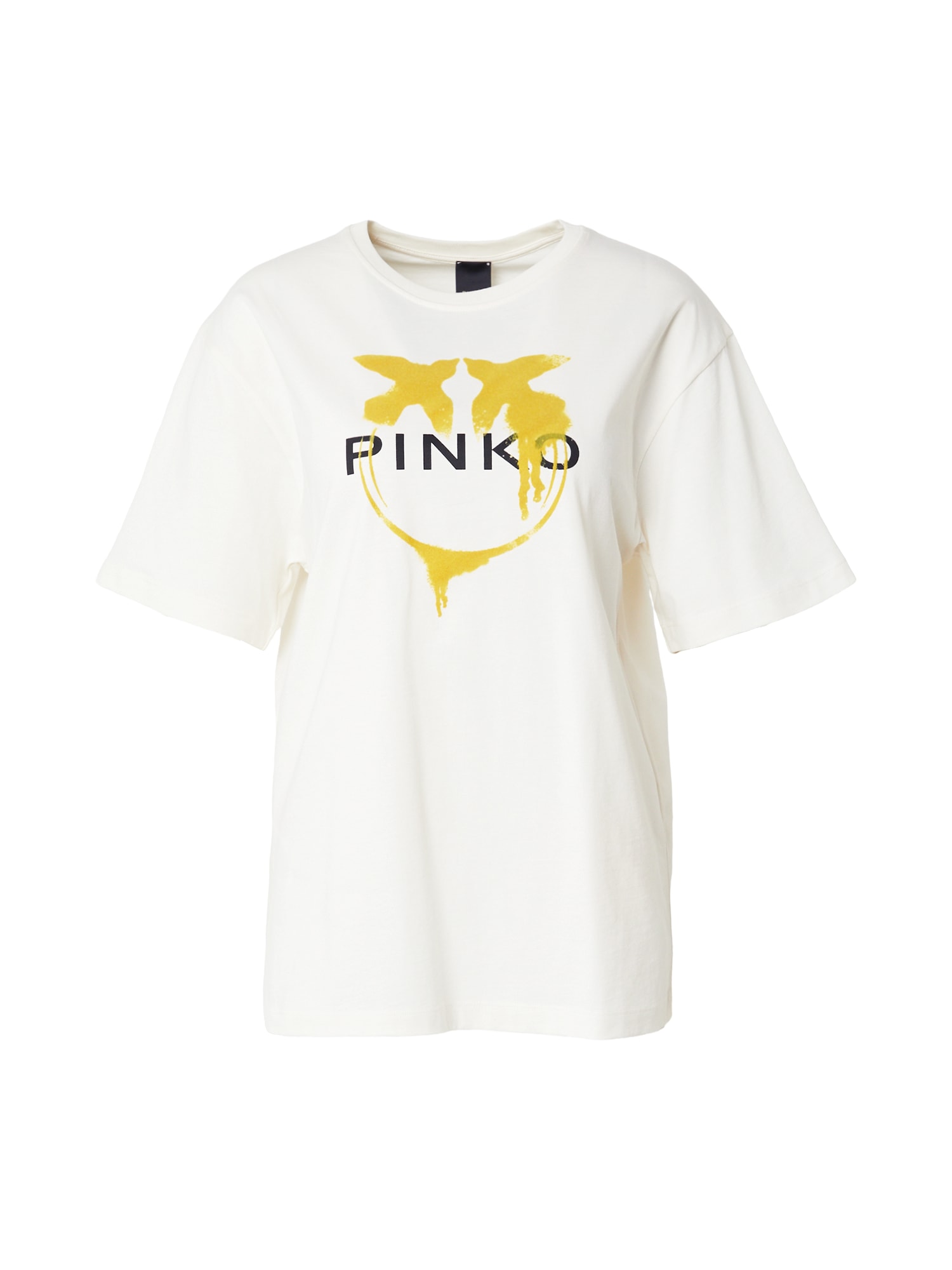 PINKO Tričko  horčicová / čierna / biela